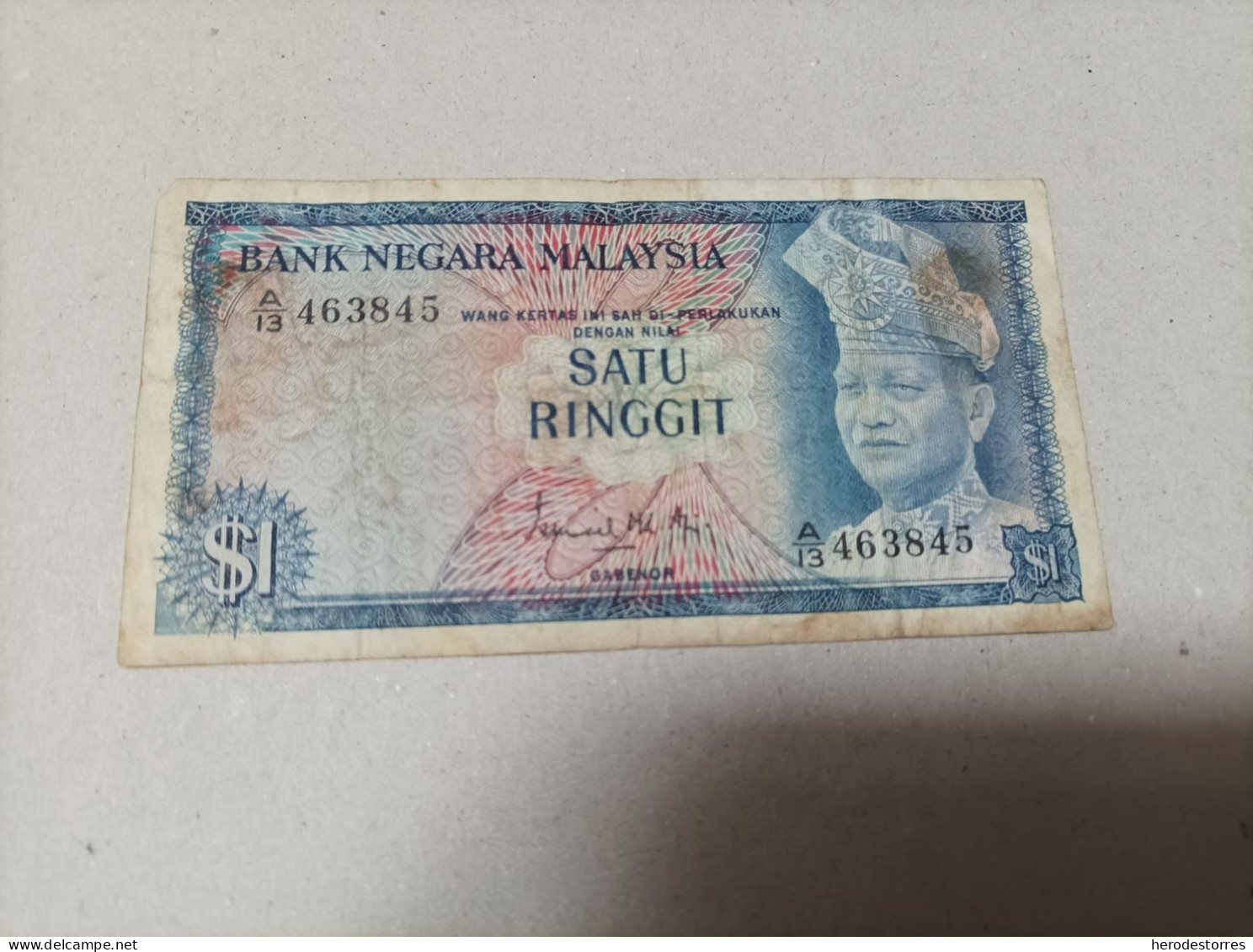 Billete Malasia 1 Ringgit, Año 1972, Serie A - Maleisië