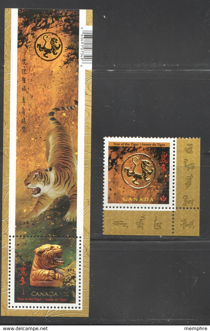 2010  Year Of The Tiger Souvenir Sheet Of 1 And Sheet Single Sc 2348-9 MNH - Neufs