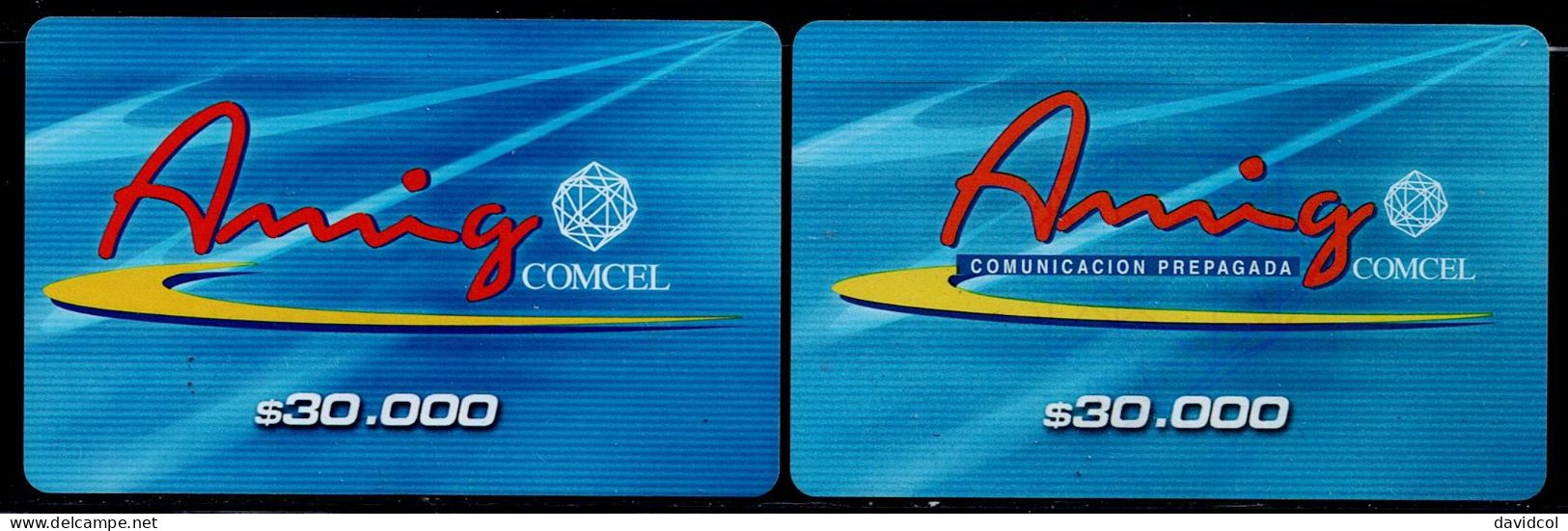 TT106-COLOMBIA PREPAID CARDS - 2008/2009- USED - AMIGO - $ 30.000- 2 DIFFERENT - Colombia