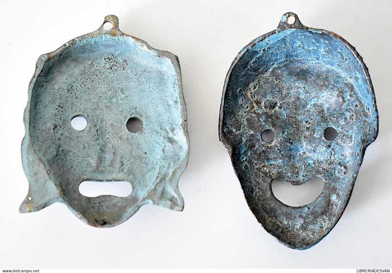 Pareja De Máscaras De Bronce Teatro Griego Tradicional - Arte Popular