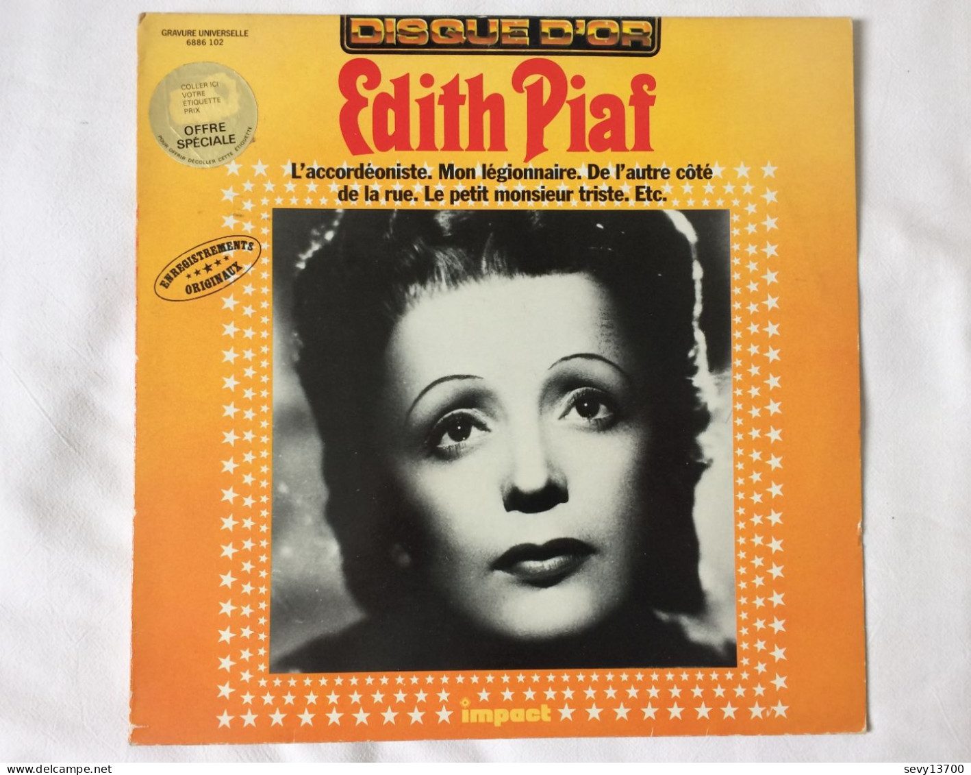 Disque D'Or 33Tours Edith PIAF L'Accordéoniste - Mon Légionnaire - Other - French Music