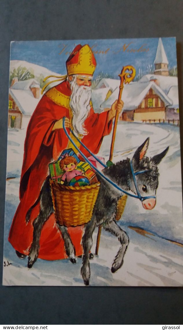 CPM VIVE SAINT NICOLAS SUR SON ANE PAYSAGE NEIGE JOUETS HOTTE  J L P CHARME 230/2 - Saint-Nicolas