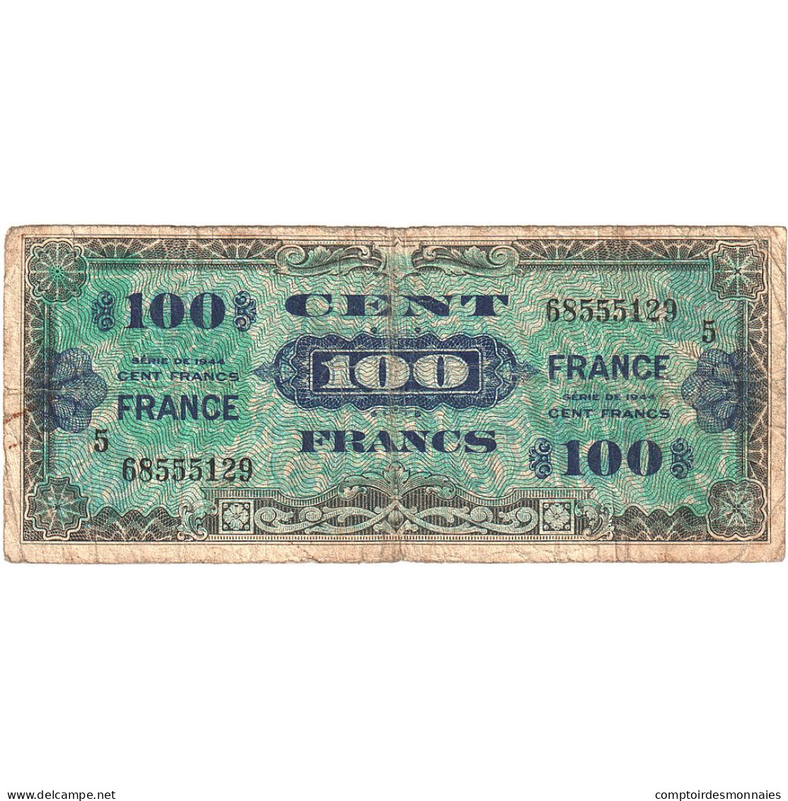 France, 100 Francs, Drapeau/France, 1944, 68555129, TTB+, Fayette:VF25.5 - 1944 Flag/France