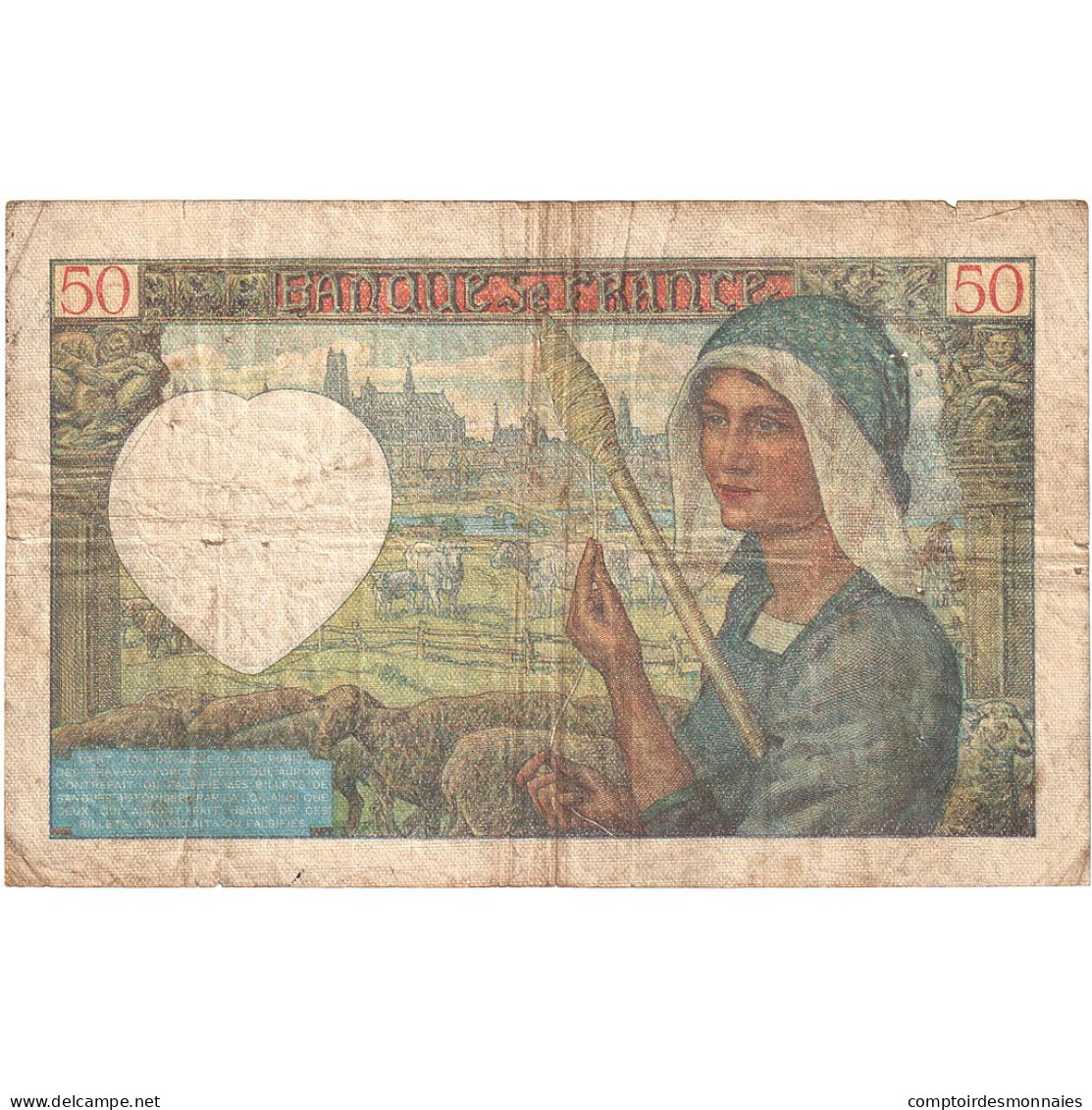 France, 50 Francs, Jacques Coeur, 1941, D.78, TB+, Fayette:19.10, KM:93 - 50 F 1940-1942 ''Jacques Coeur''