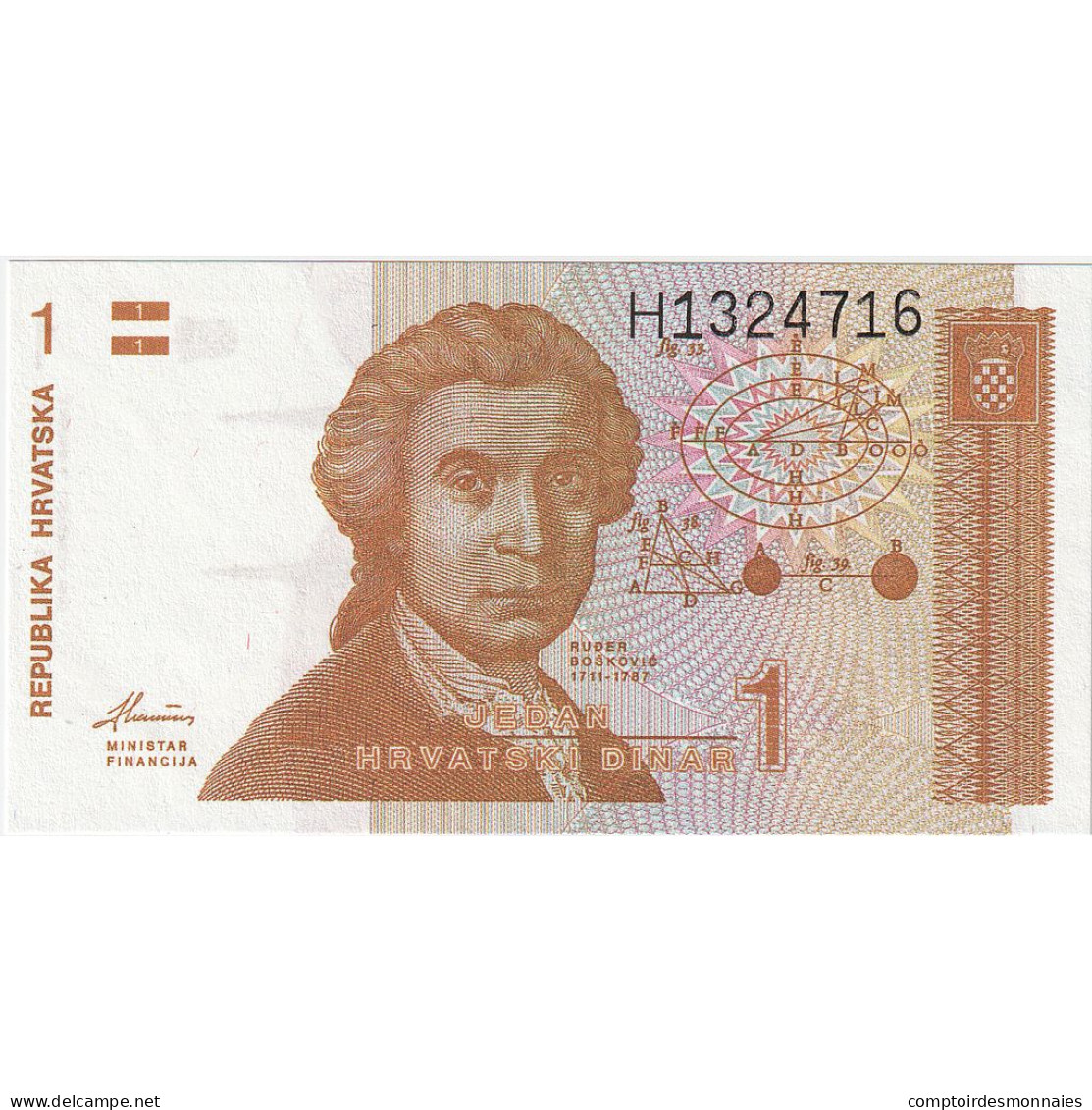 Billet, Croatie, 1 Dinar, 1991-1993, 1991-10-08, KM:16a, NEUF - Kroatië