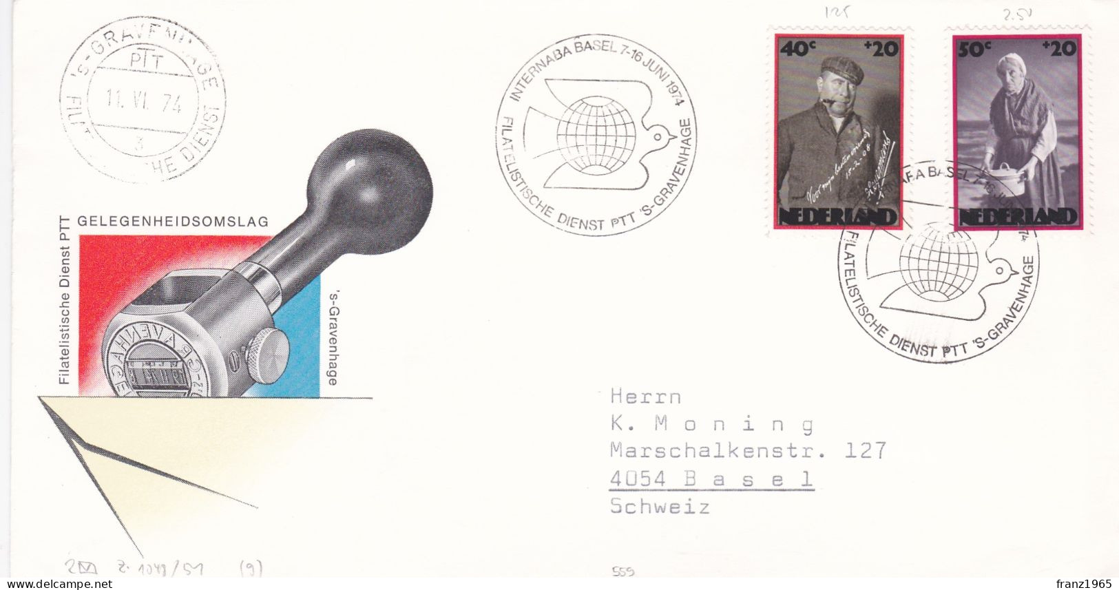 Internaba Basel - Filatelische Dienst PTT 'S-Gravenhage - 1974 - Lettres & Documents