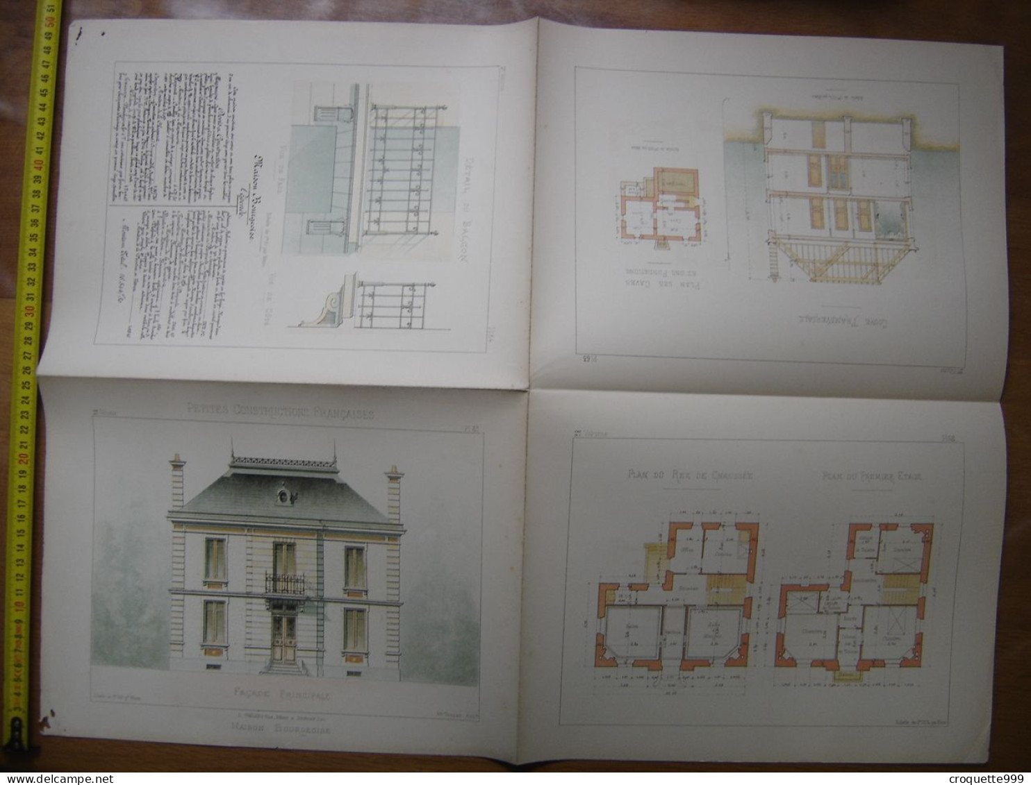 XXe Planche PETITES CONSTRUCTIONS FRANCAISES Maison Bourgeoise Thezard - Architectuur