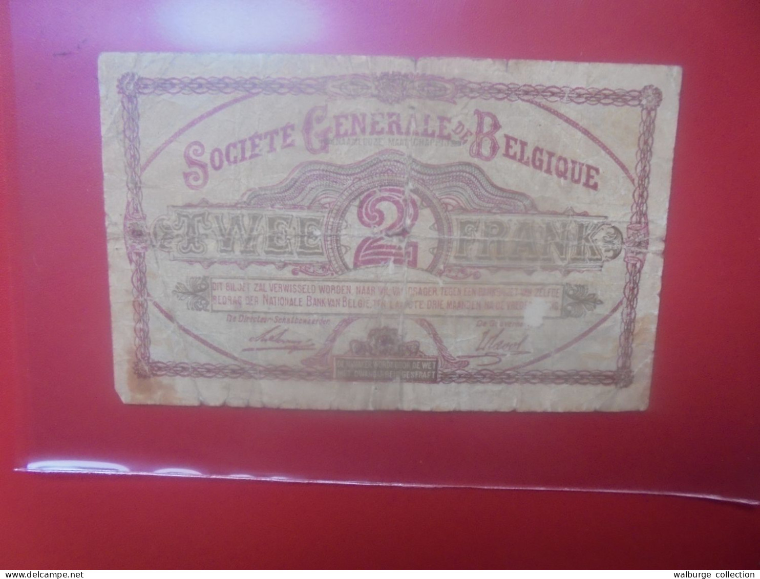 BELGIQUE 2 Francs 1916 Circuler (B.33) - 1-2 Francs