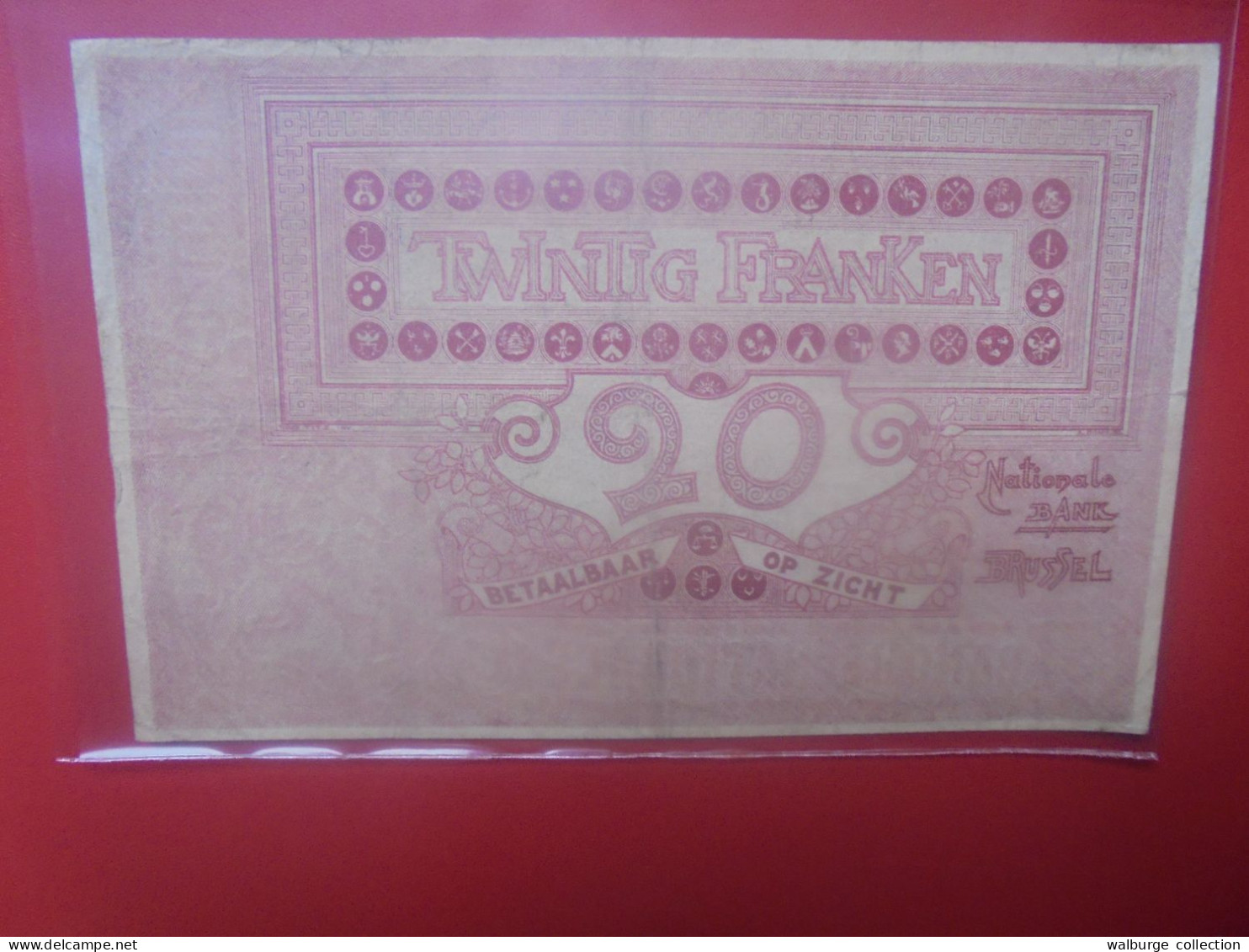 BELGIQUE 20 Francs 1914 (Date+rare) Circuler (B.33) - 5-10-20-25 Frank