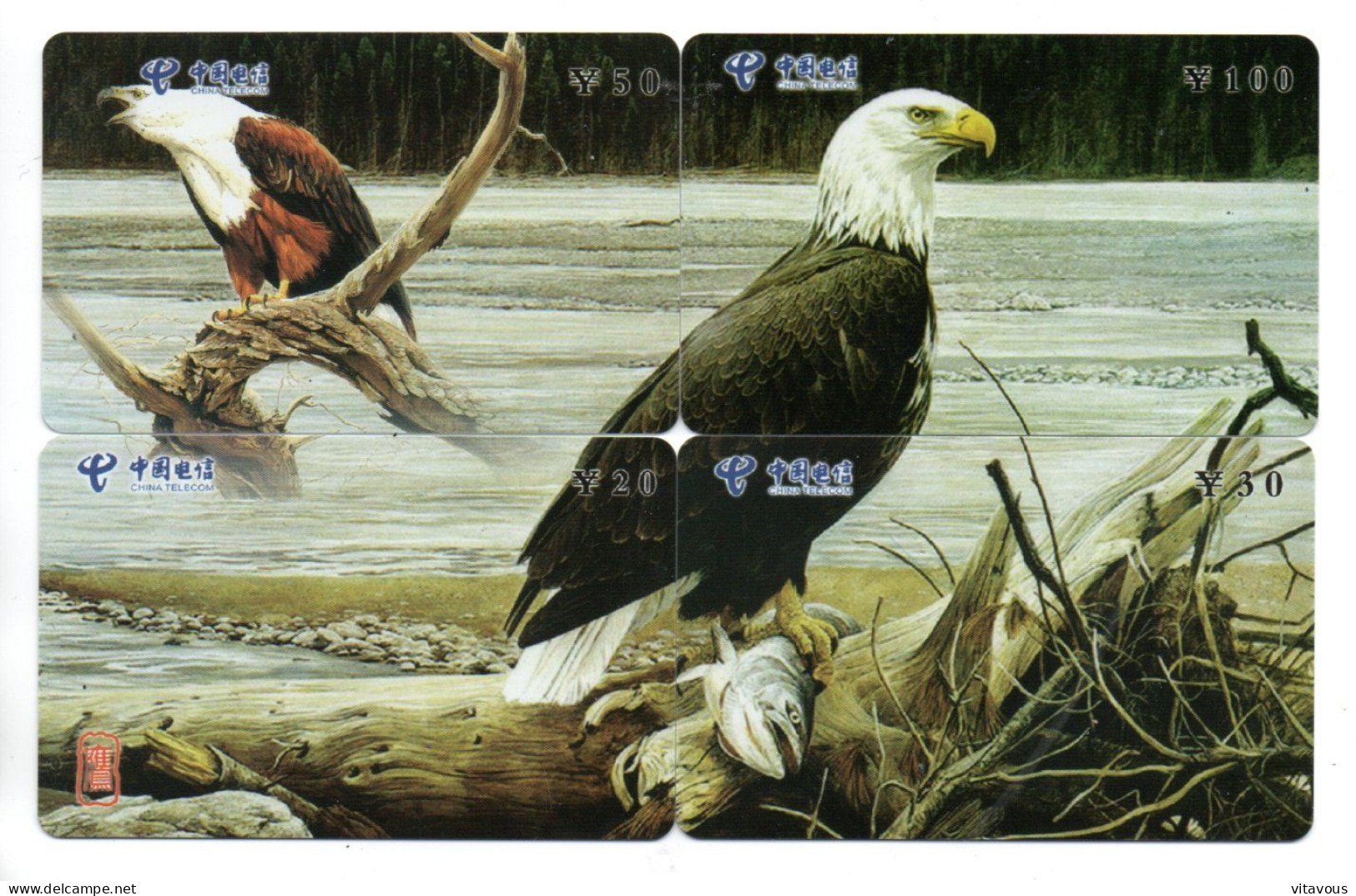 Oiseau Aigle Eagle   - Puzzle 4  Télécartes Chine China Phonecard  Telefonkarte (P 49) - Cina
