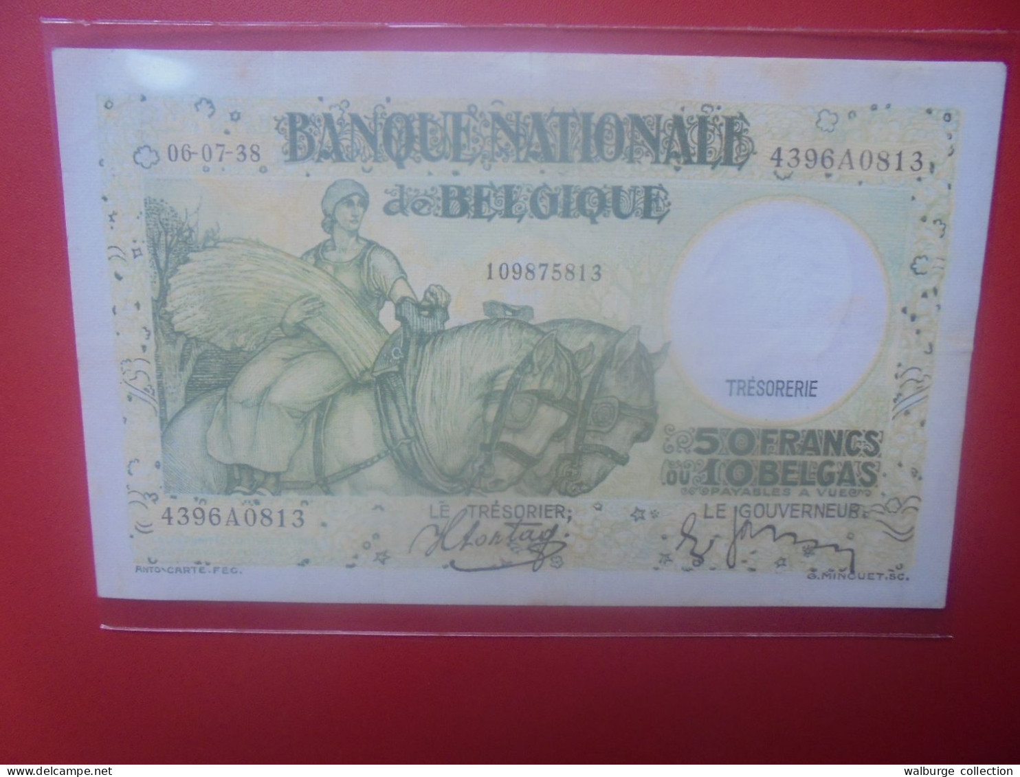 BELGIQUE 50 FRANCS 1938 Circuler (B.33) - 50 Francs-10 Belgas