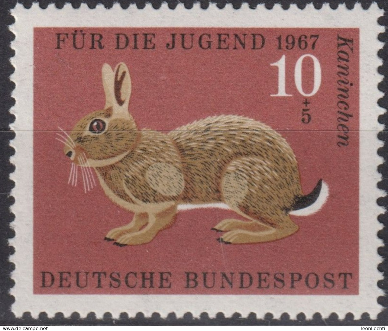 1967 Deutschland > BRD, ** Mi:DE 529, Sn:DE B422, Yt:DE 387, Wildkaninchen, Pelztiere - Selvaggina