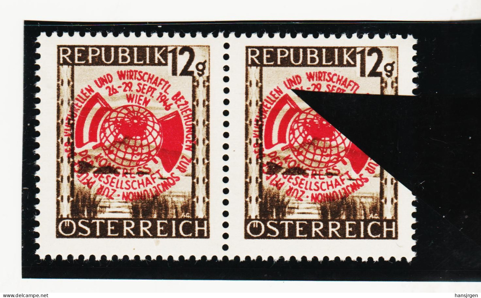 IMO316  ÖSTERREICH 1946  Michl 784 PLATTENFEHLER "U" Rechts Verlängert ** Postfrisch - Abarten & Kuriositäten