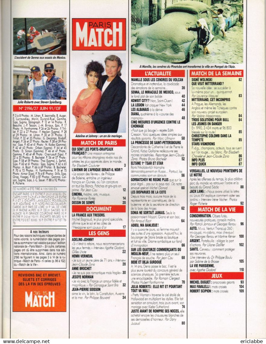 Lot 19 PARIS MATCH Johnny Hallyday Années 1984 à 1991