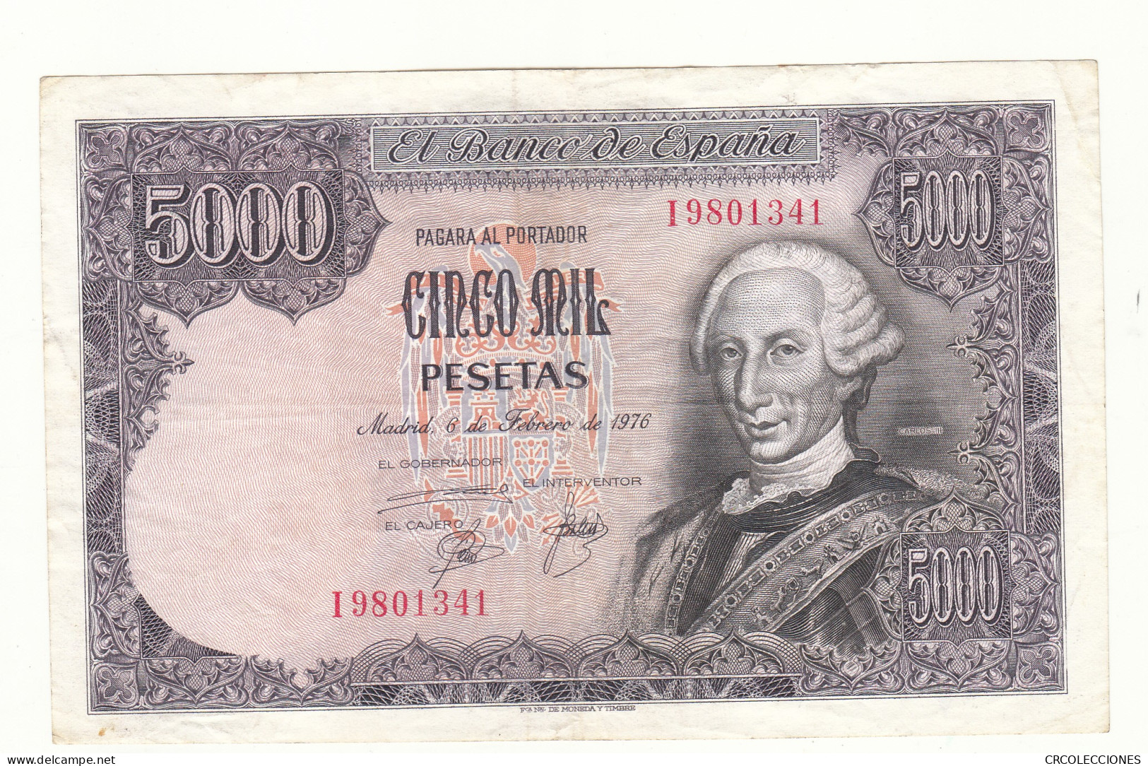 CRBS1156 BILLETE ESPAÑA 5000 PESETAS 1976 SERIE I USADO - [ 4] 1975-… : Juan Carlos I