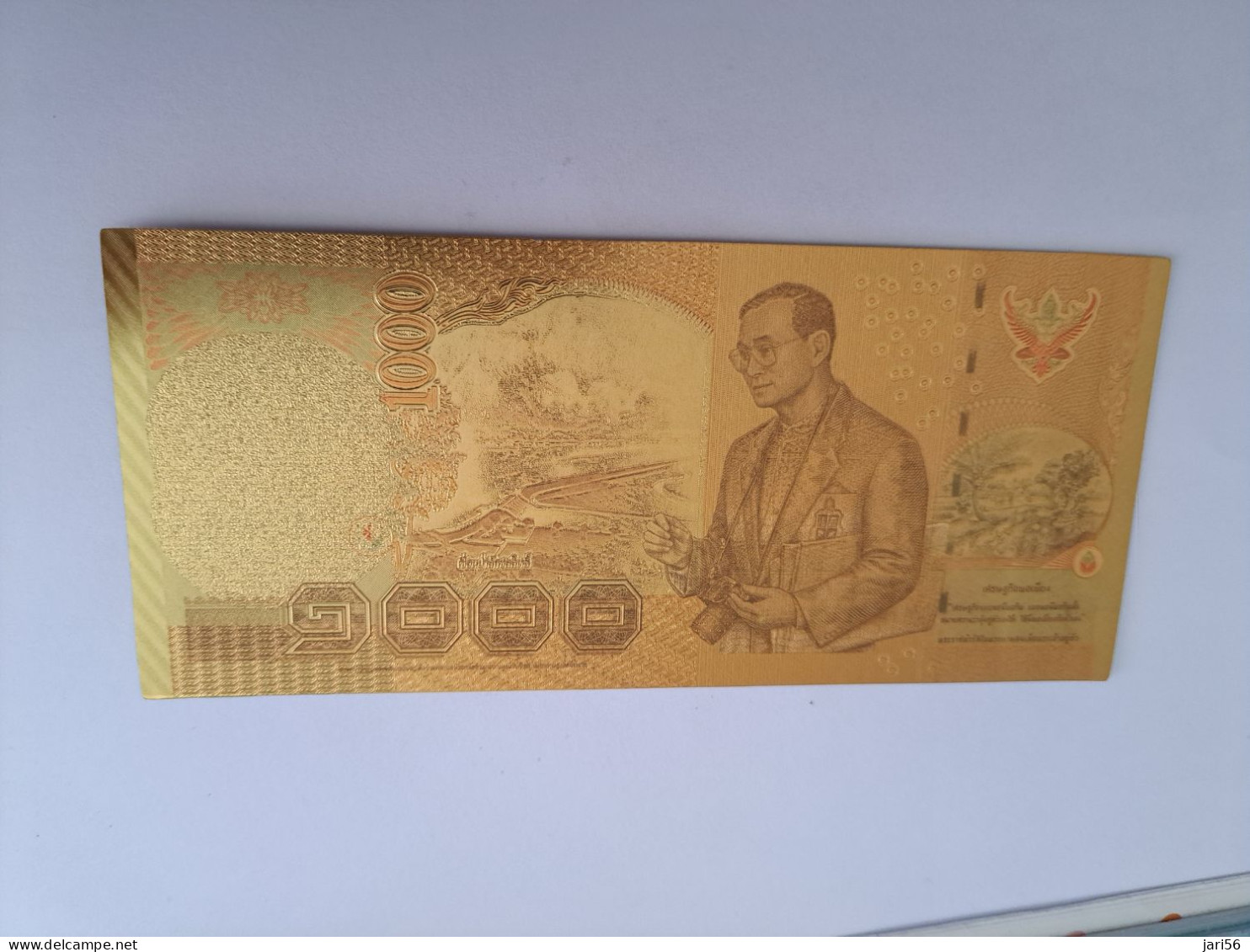 BANKNOTE / GOLDFOIL BILJET /THAILAND KING / 1000 BATH   / SOUVENIR BILJET / UNC ** Goldfoil 009 ** - Other & Unclassified