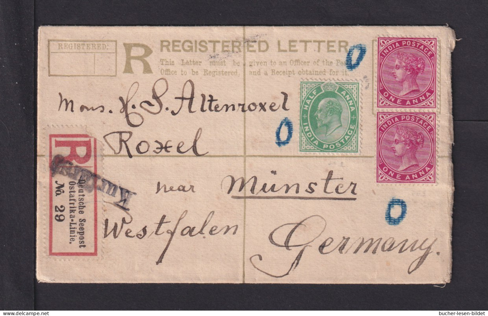1904 - Indische Einschreib-Ganzsache Mit Deutschem Einschreiben Vom Dampfer KURFÜRST Nach Münster - RARITÄT - Marítimo