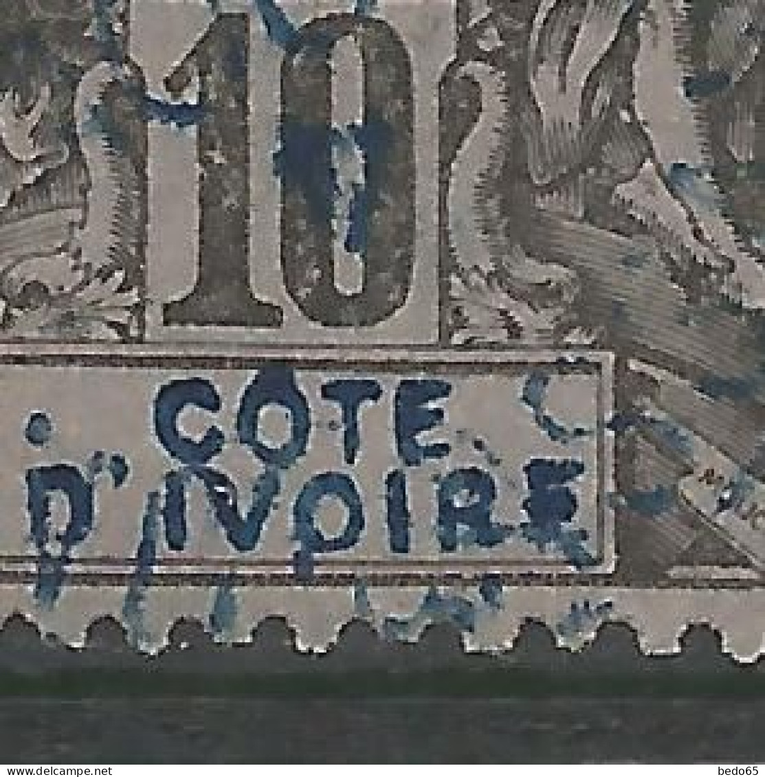 COTE D'IVOIRE N° 5 Variétée COTE D'IVOIRF CACHET BLEU GRAND-BASSAM / Used - Used Stamps