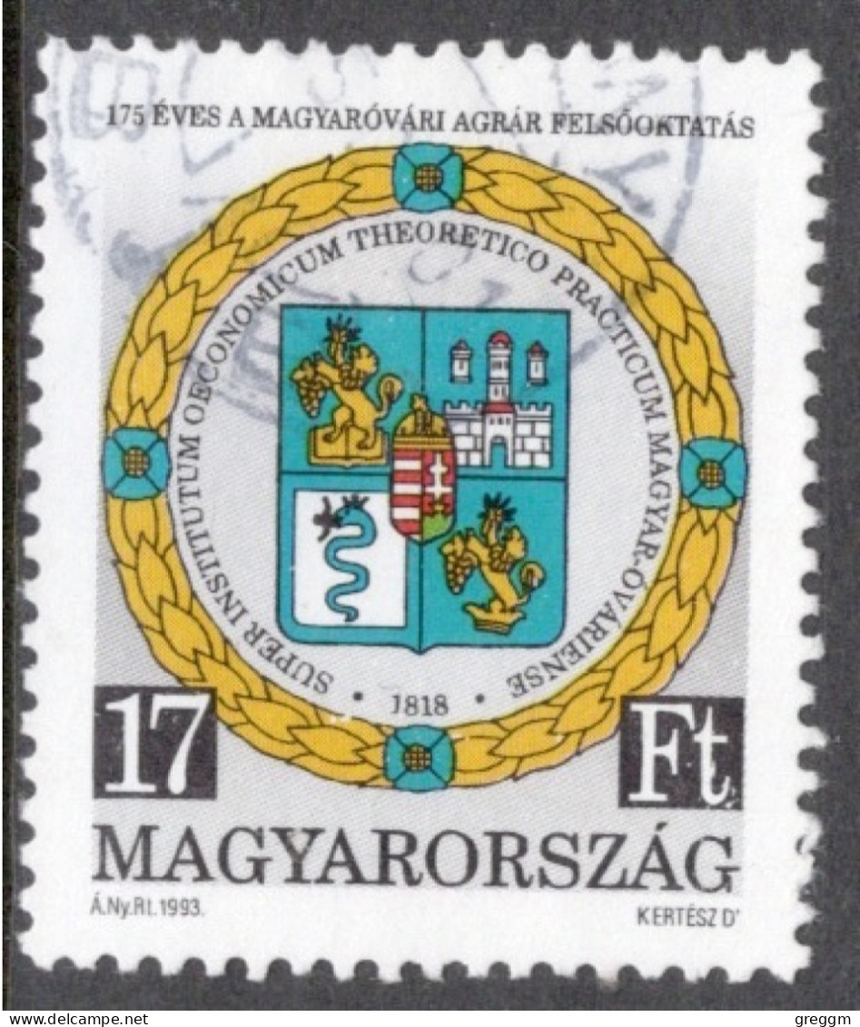 Hungary 1993 Single Stamp Celebrating The 175th Anniversary Of The Agrarian University In Fine Used - Used Stamps