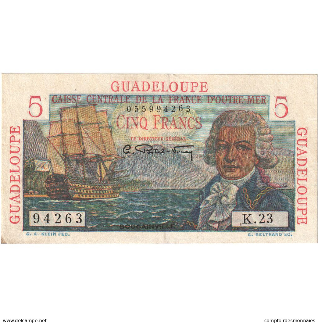 Guadeloupe, 5 Francs, Undated (1947), K.23, SUP, KM:31 - Autres & Non Classés