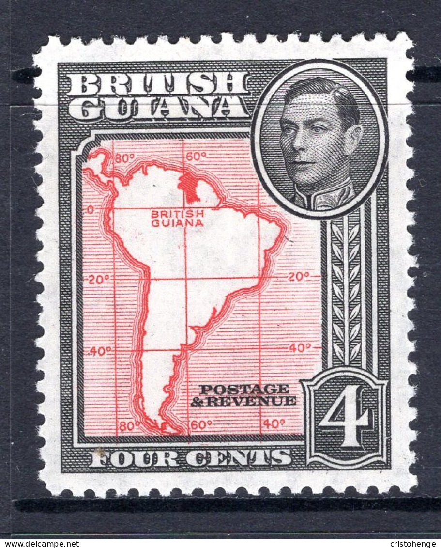 British Guiana 1938-52 KGVI Pictorials - 4c Map - P.12½ HM (SG 310) - Guayana Británica (...-1966)