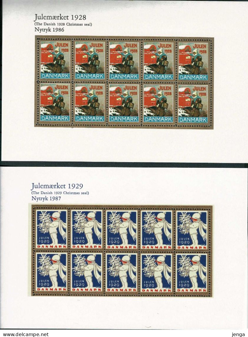 Denmark; Christmas Seals 1928-1929; Reprint/Newprint Small Sheet With 10 Stanps.  MNH(**), Not Folded. - Essais & Réimpressions