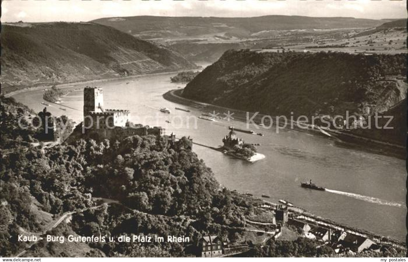 72252979 Kaub Burg Gutenfels Und Pfalz Im Rhein Kaub - Kaub