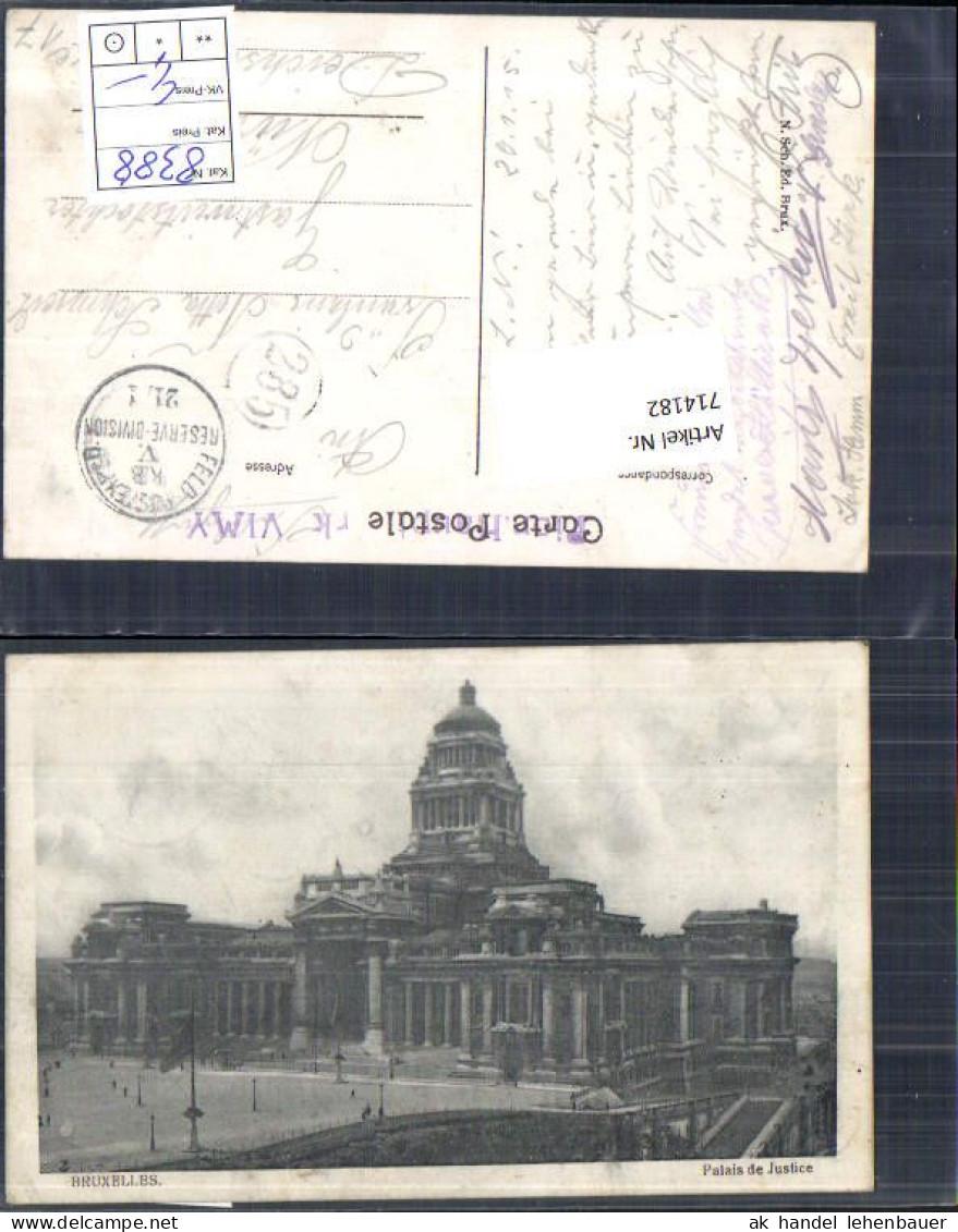 714182 Brüssel Bruxelles Palais Du Justice K.D. Feldpost Expedition Nürnberg - Unclassified