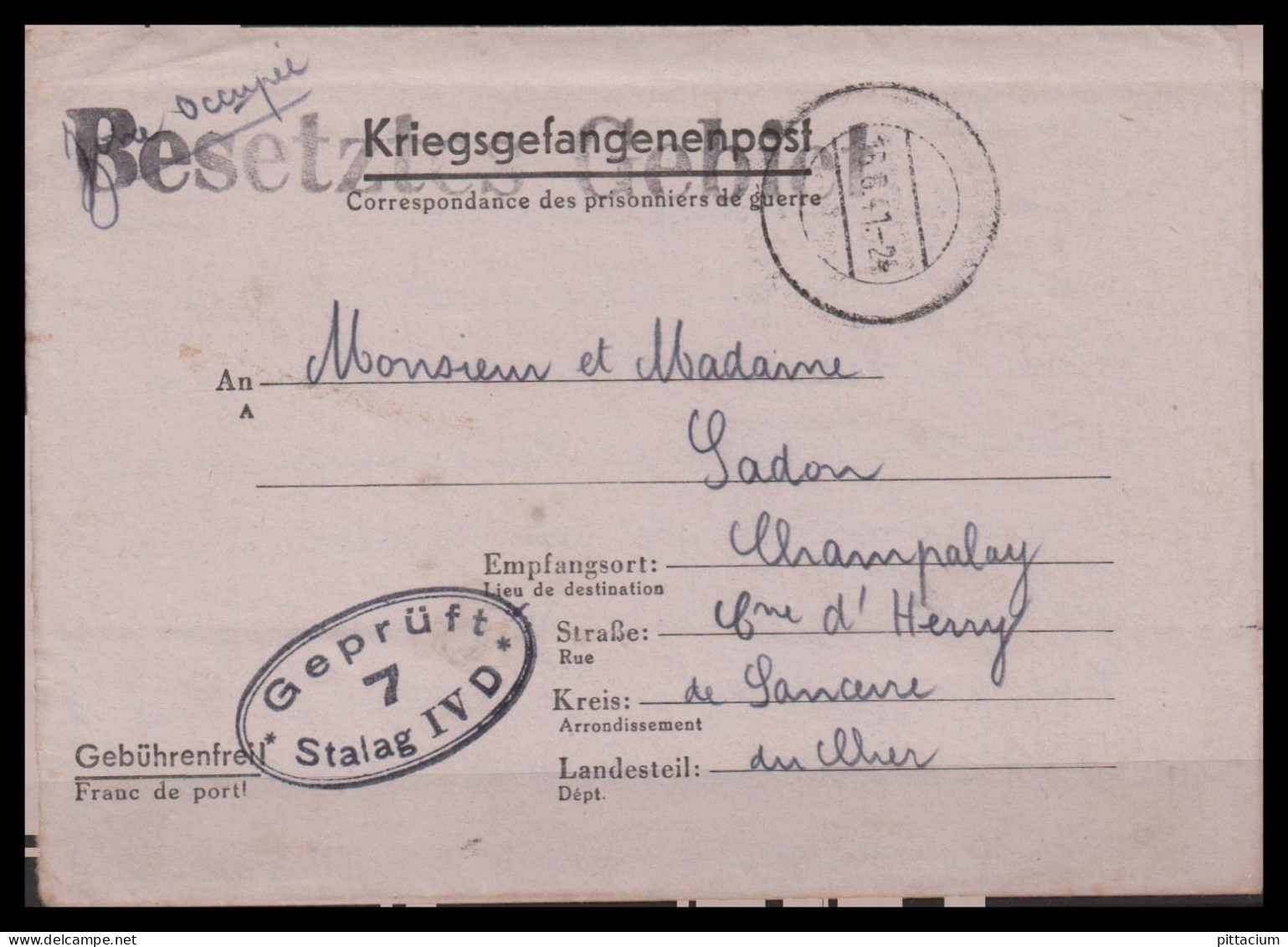 Deutschland 1941: Kriefgsgefangenenpost  | Weltkrieg, Besatzung, Gefangenenpost | Torgau, Herry;Cher - Kriegsgefangenenpost