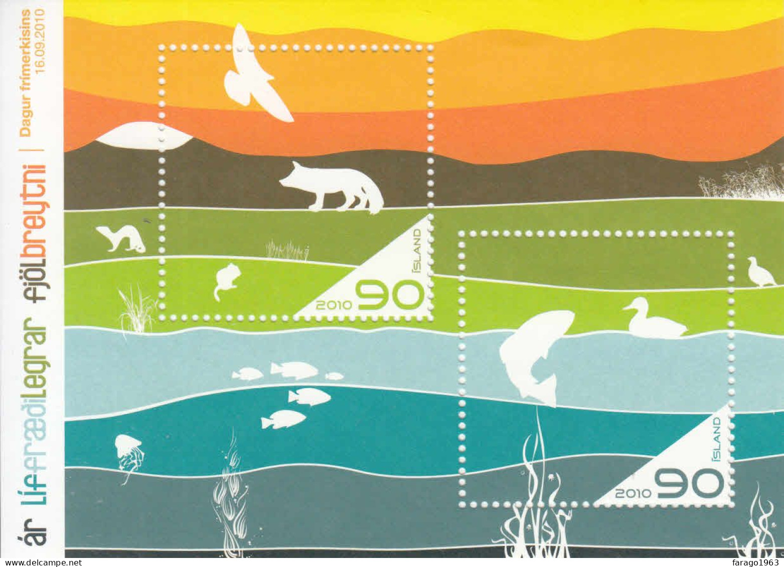 2010 Iceland International Year Of Biodiversity Birds Fish Souvenir Sheet MNH - Ongebruikt