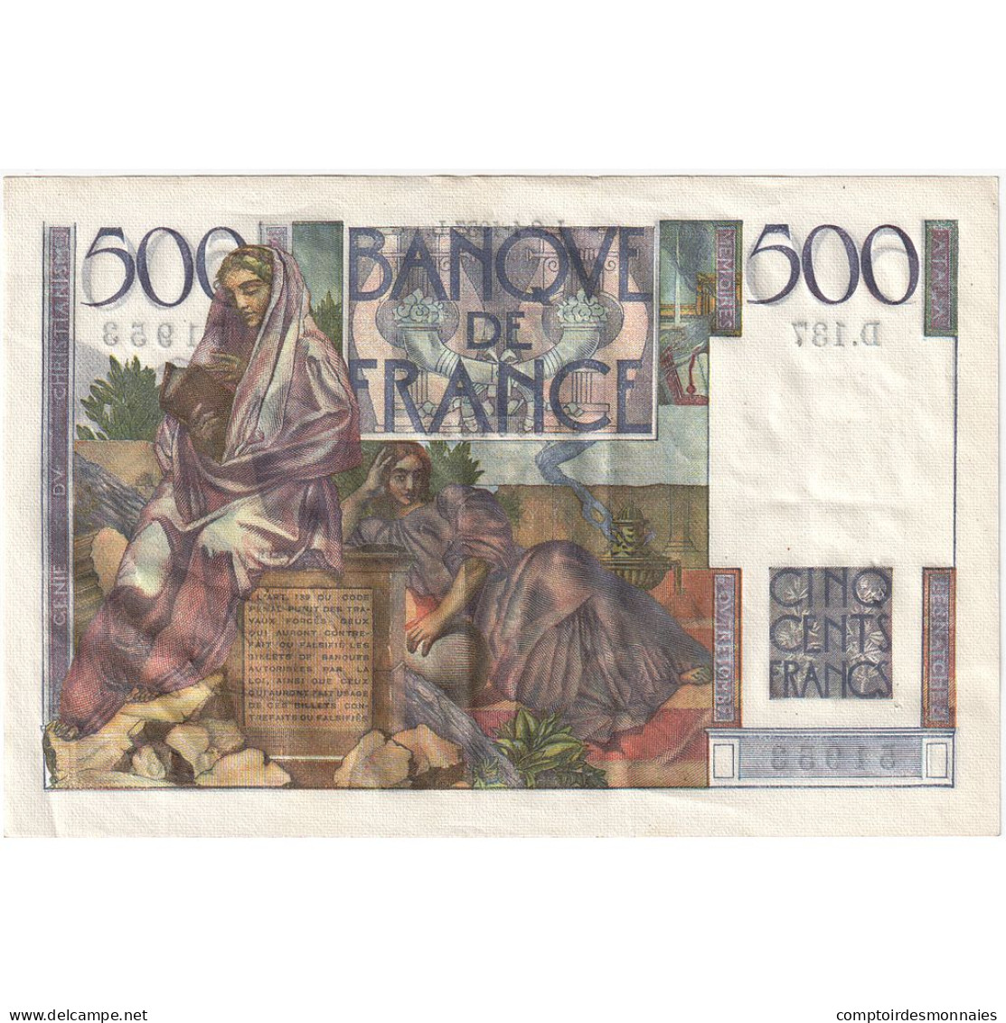 France, 500 Francs, Chateaubriand, 1953, D.137, SUP, Fayette:34.11, KM:129c - 500 F 1945-1953 ''Chateaubriand''