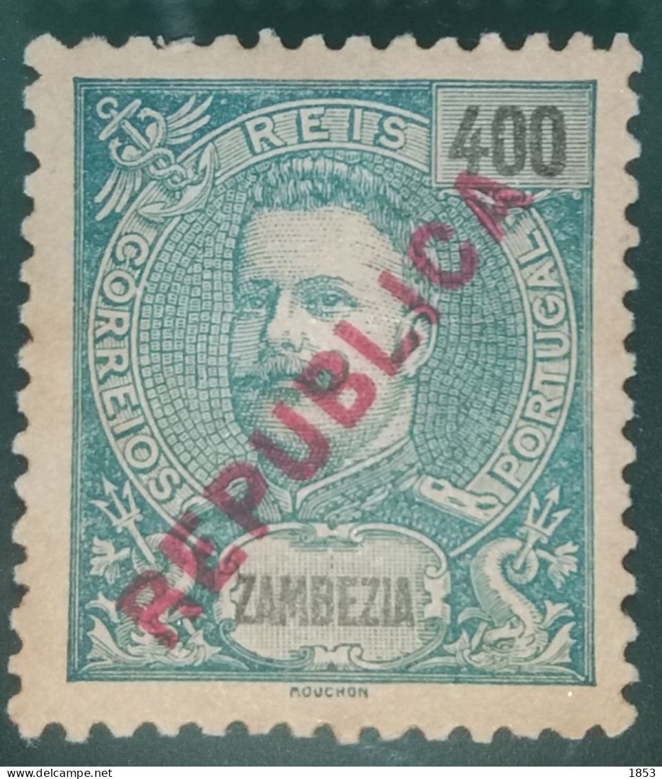 1917 - D.CARLOS I, COM SOBRECARGA  "REPUBLICA" LOCAL - CE100(53) - Zambezië