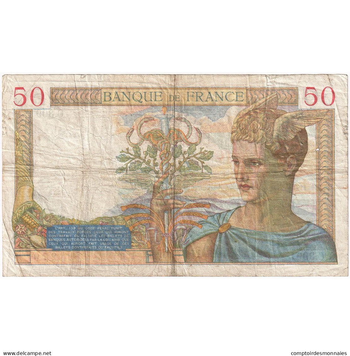 France, 50 Francs, Cérès, 1935, C.3091, TB, Fayette:17.17, KM:81 - 50 F 1934-1940 ''Cérès''