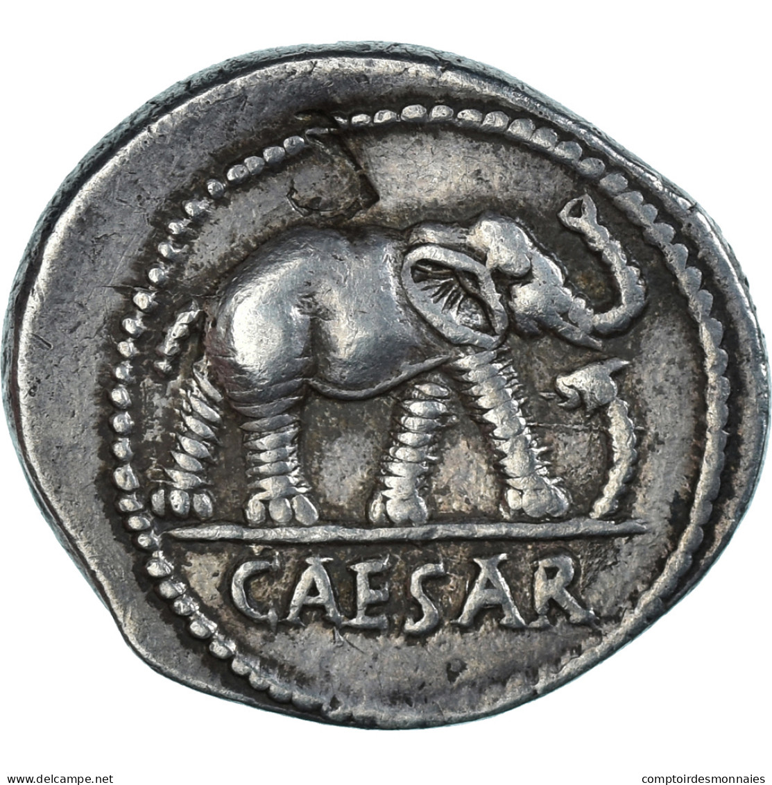 Jules César, Denier, 49-48 BC, Atelier Militaire, Frappe Incuse, Argent, NGC - Repubblica (-280 / -27)