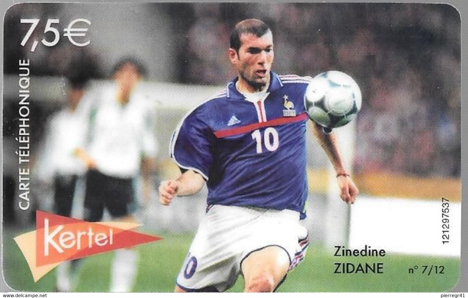 CARTE PREPAYEE-KERTEL-7.5€;-FOOT -JOUEUR-ZIDANE/N°7/12-V°VERT BOUTEILLE-Gratté-TBE - Other & Unclassified