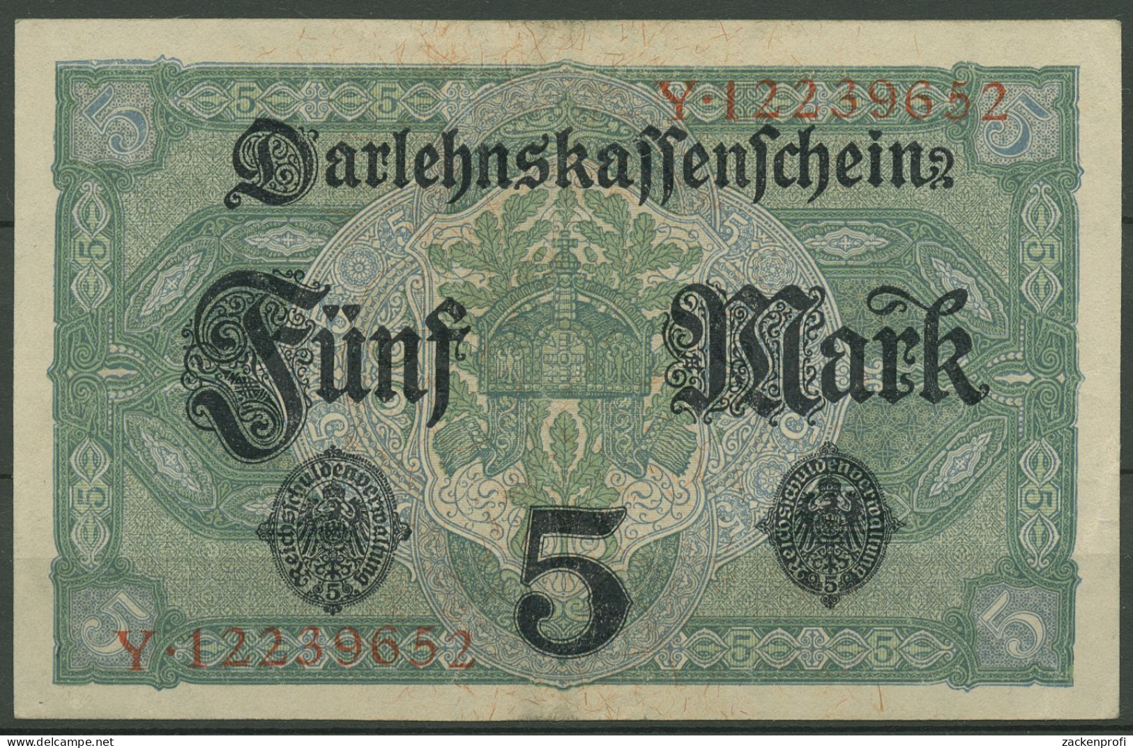 Dt. Reich 5 Mark 1917, DEU-61d, Leicht Gebraucht (K1468) - 5 Mark