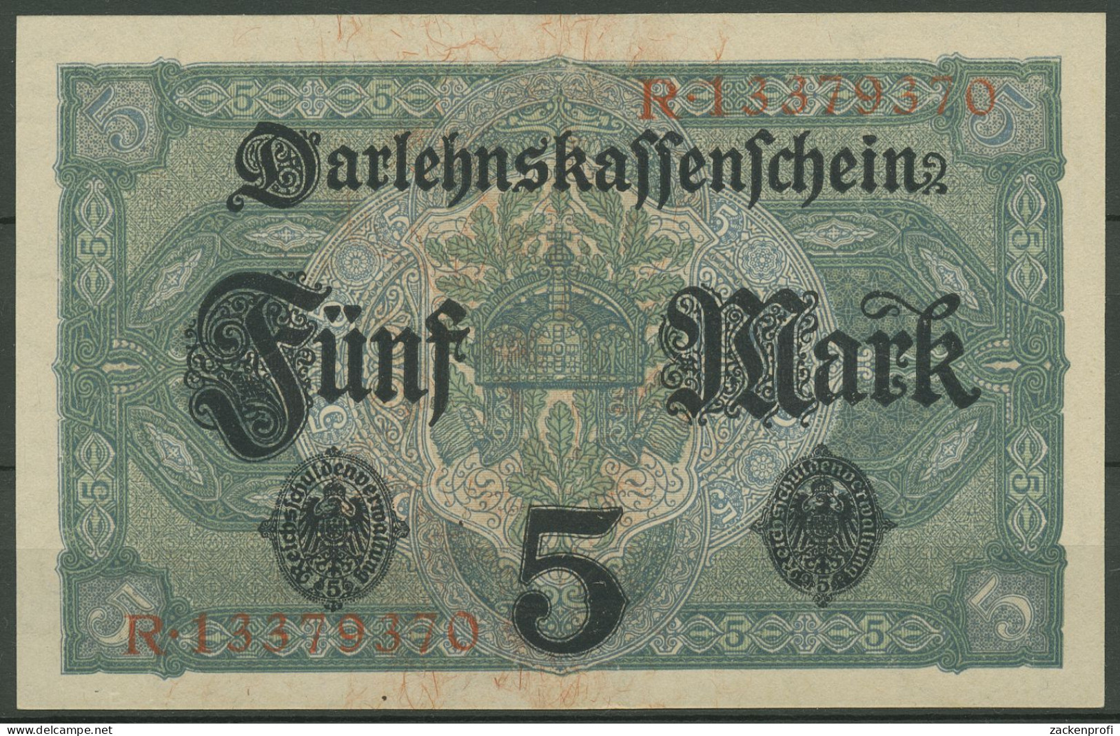 Dt. Reich 5 Mark 1917, DEU-61b Serie R, Fast Kassenfrisch (K1473) - 5 Mark