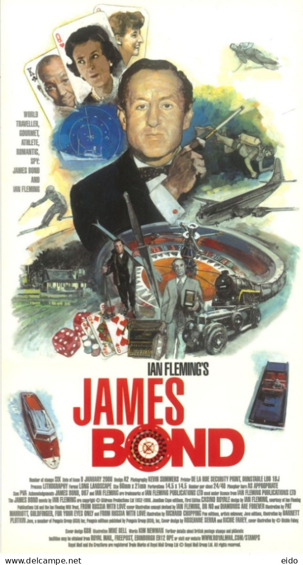 GREAT BRITAIN, 2008, FDC STAMPS OF IAN FLEMING'S JAMES BOND. - Brieven En Documenten