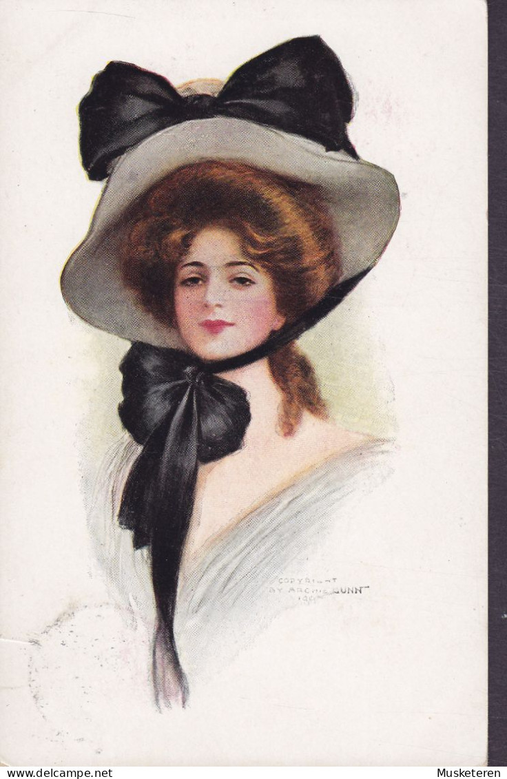 PPC Archie Gunn : Woman With Black Hat. American Beauty Series Taylor Platt & Co. Brotype NÆSTVED 1909 Denmark (2 Scans) - Gunn