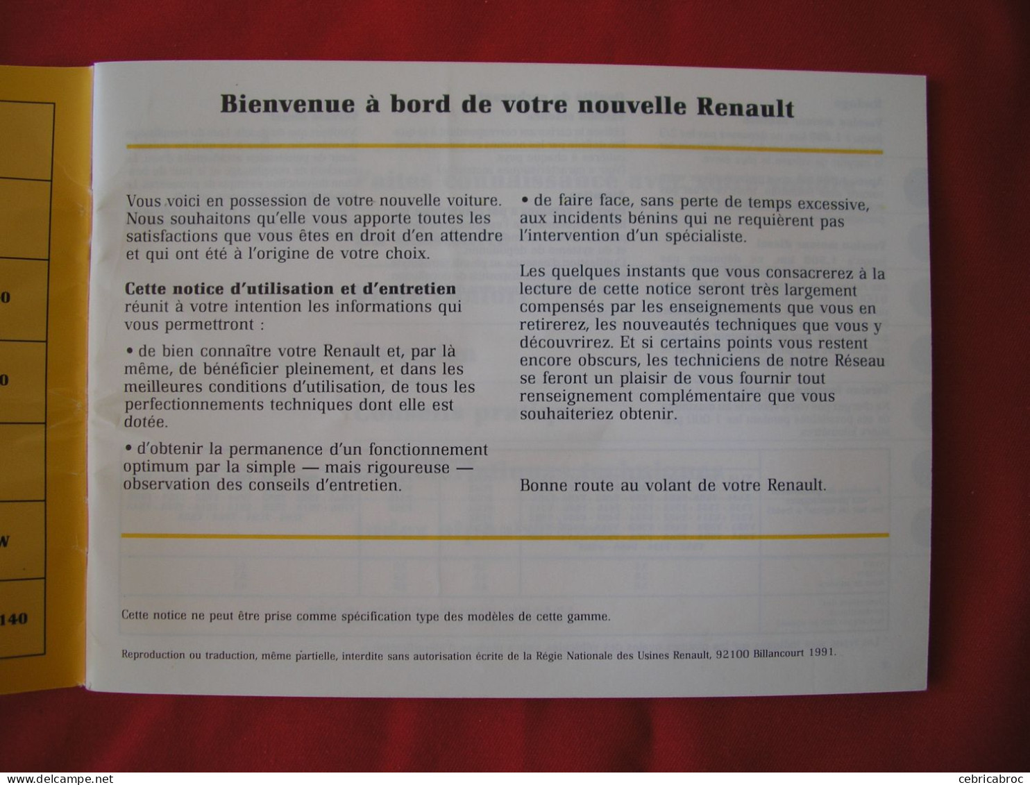 Notice Utilisation Et Entretien RENAULT Trafic - 1991 - Auto