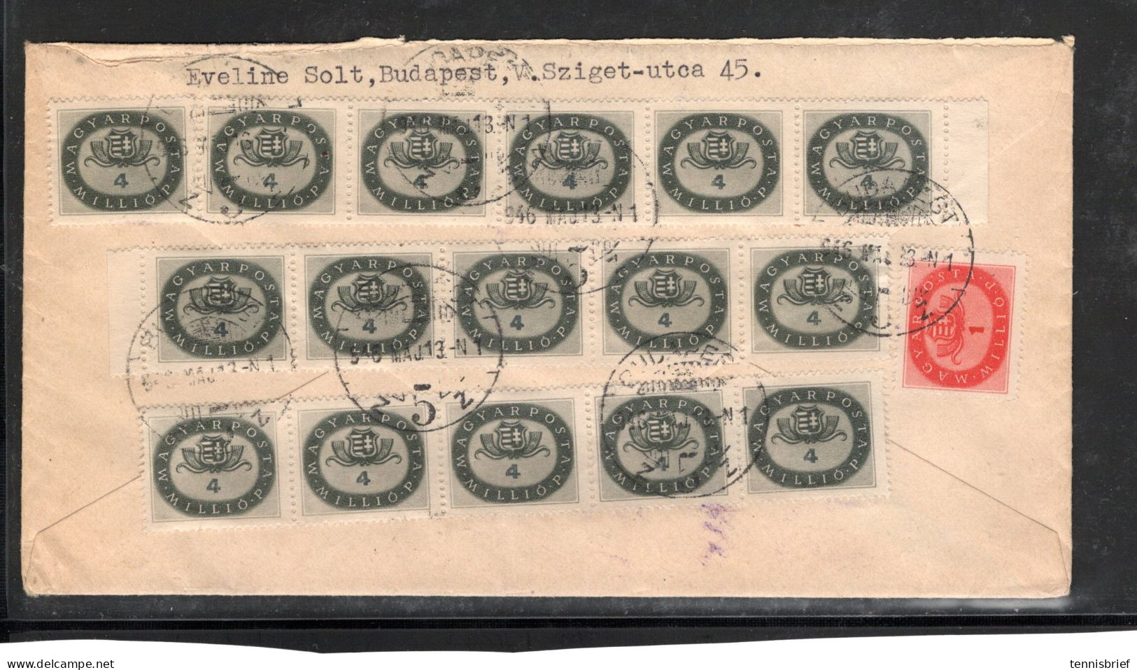 1946 ( 13. JMAI ) 4,- 16 Stamps,and 1,- Right Rate. Clear " Budapest "cover To CH  ,#1510 - Covers & Documents