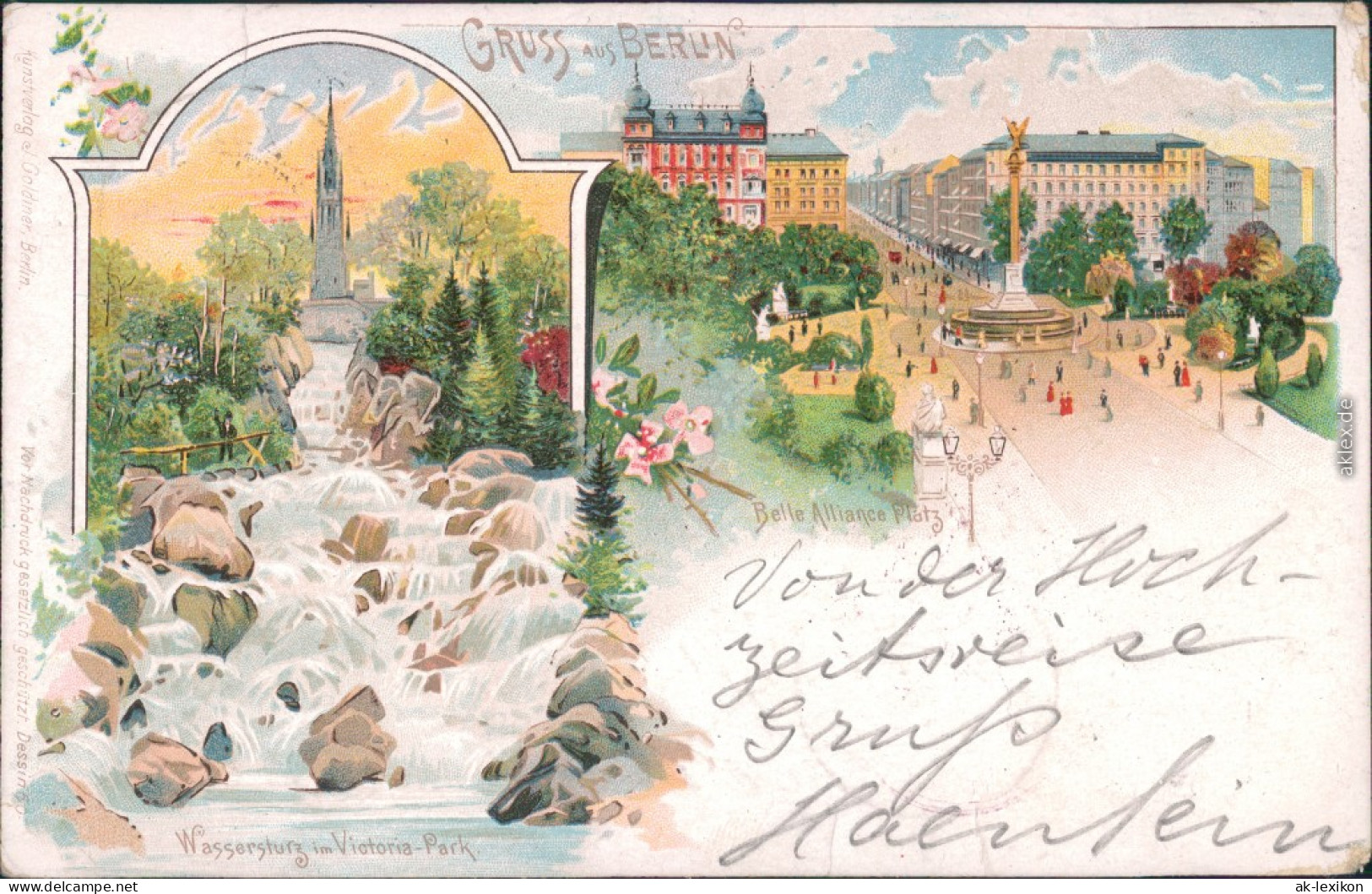 Kreuzberg-Berlin 2 Bild Litho Belle Alliance Platz Und Viktoria Park 1898  - Kreuzberg