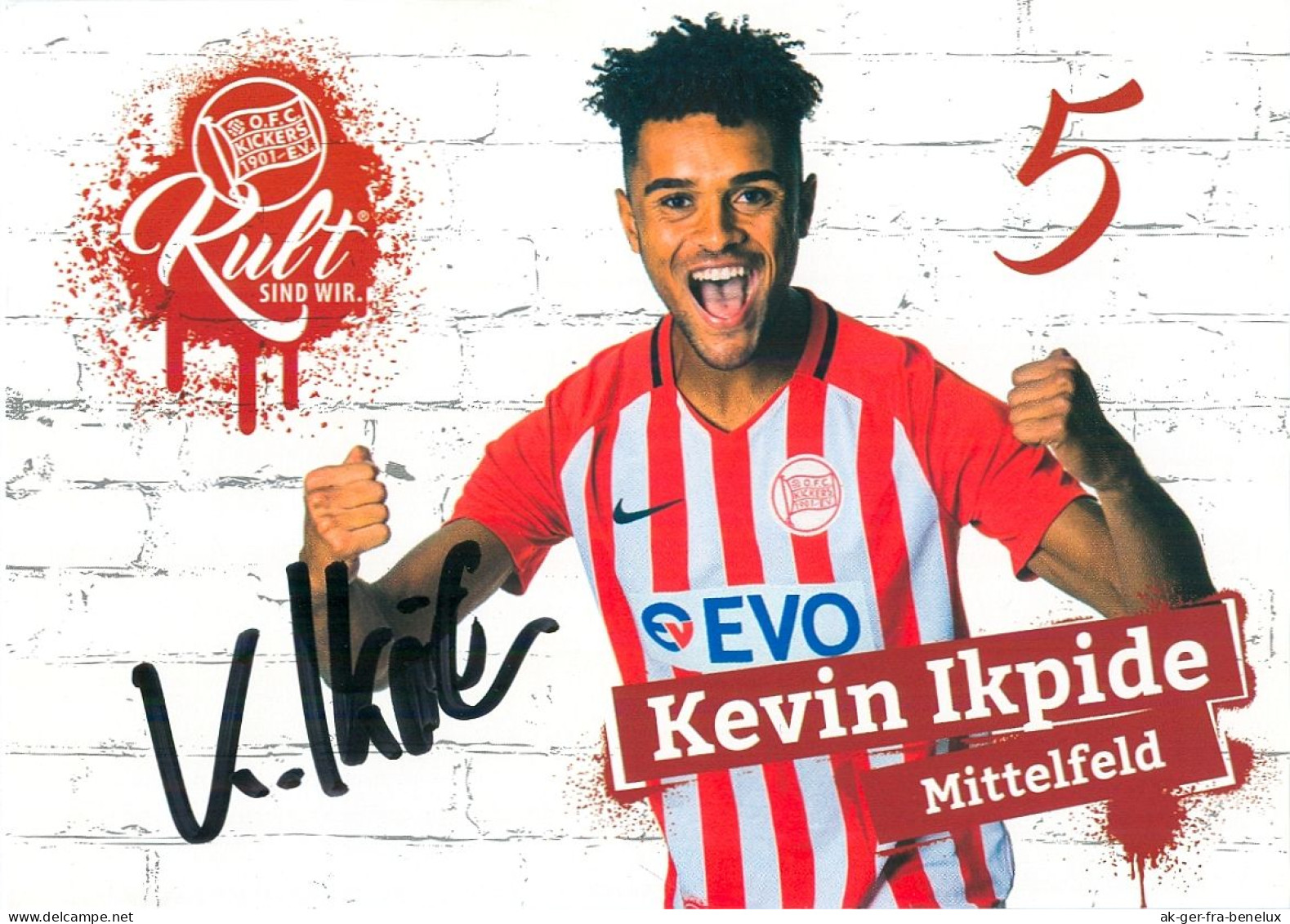 Fußball-Autogramm AK Kevin Ikpide Offenbacher FC Kickers 18-19 Weilheim An Der Teck TSG Hoffenheim Freiberg Am Neckar - Authographs