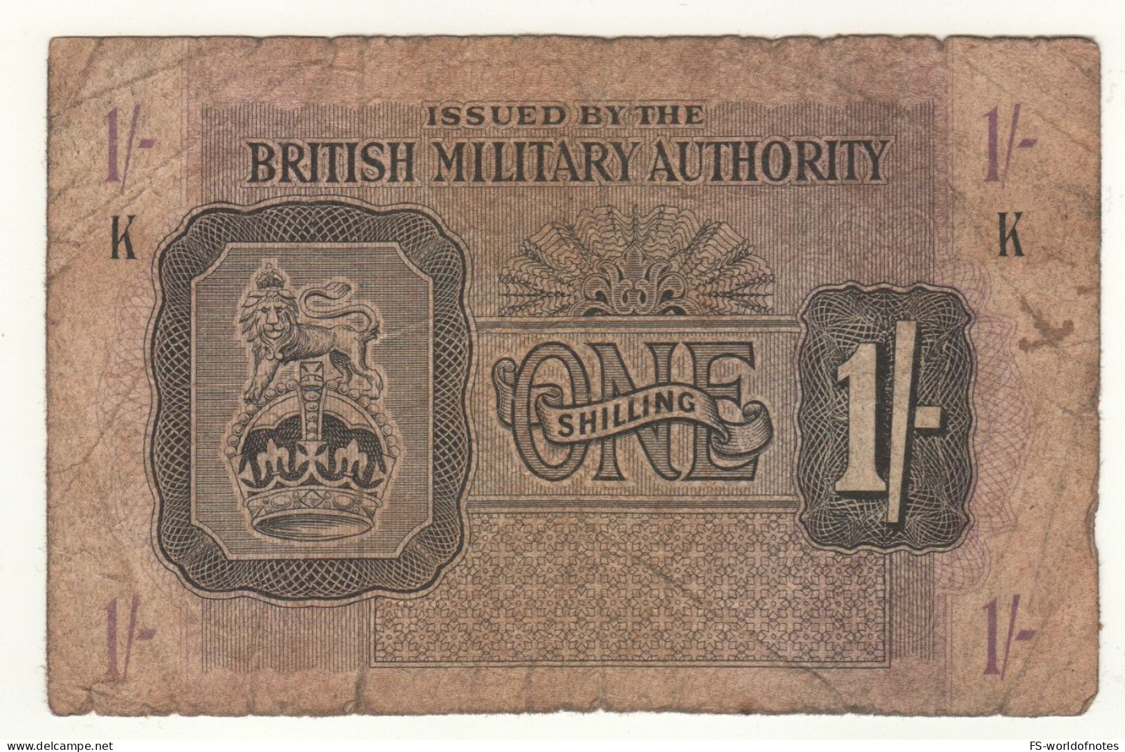 GREAT BRITAIN  1 Shilling  PM2   BRITISH MILITARY AUTHORITY    (ND 1943) - British Armed Forces & Special Vouchers