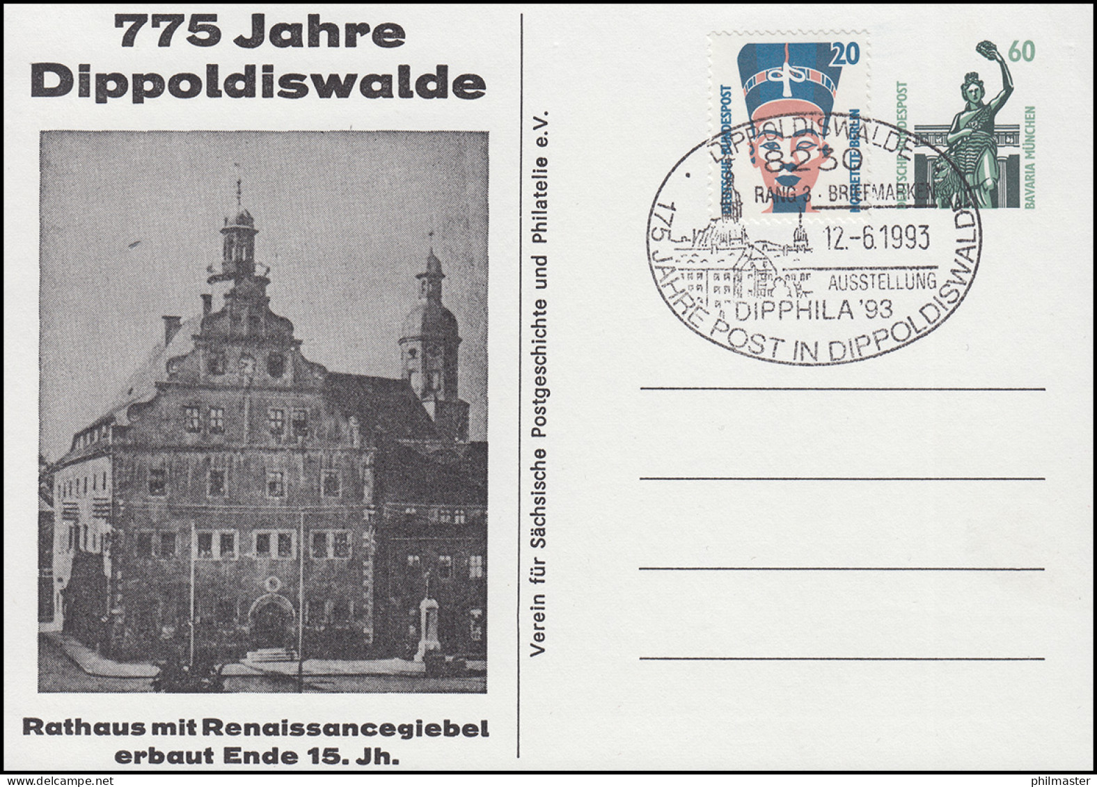 Privatpostkarte PP 151 775 Jahre Dippoldiswalde SSt DIPPOLDISWALDE 12.6.93 - Sobres Privados - Nuevos