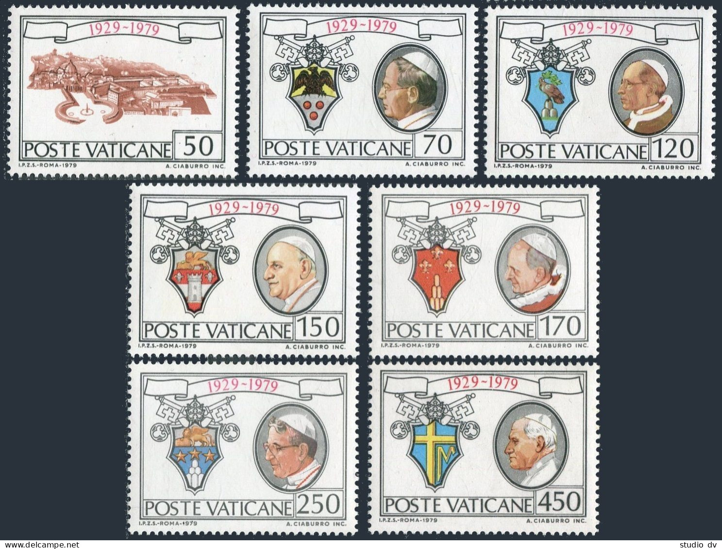 Vatican 657-663, MNH. Michel 748-754. Papal Arms, Portraits 1979. - Unused Stamps