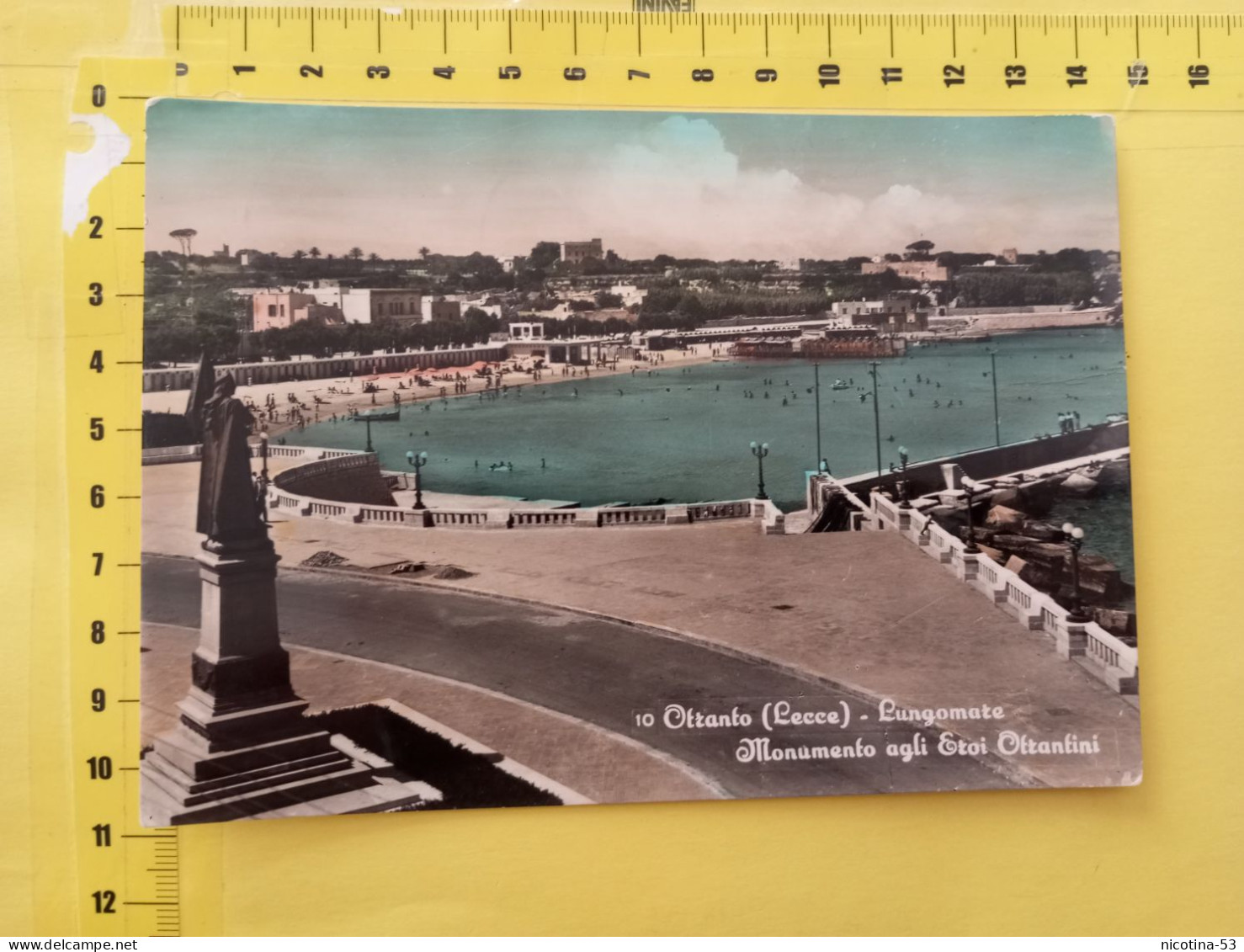 CT-05728- OTRANTO (LE) - LUNGOMARE MONUMENTO AGLI EROI OTRANTONI - VIAGGIATA 1958- ACQUERELLATA - Other & Unclassified