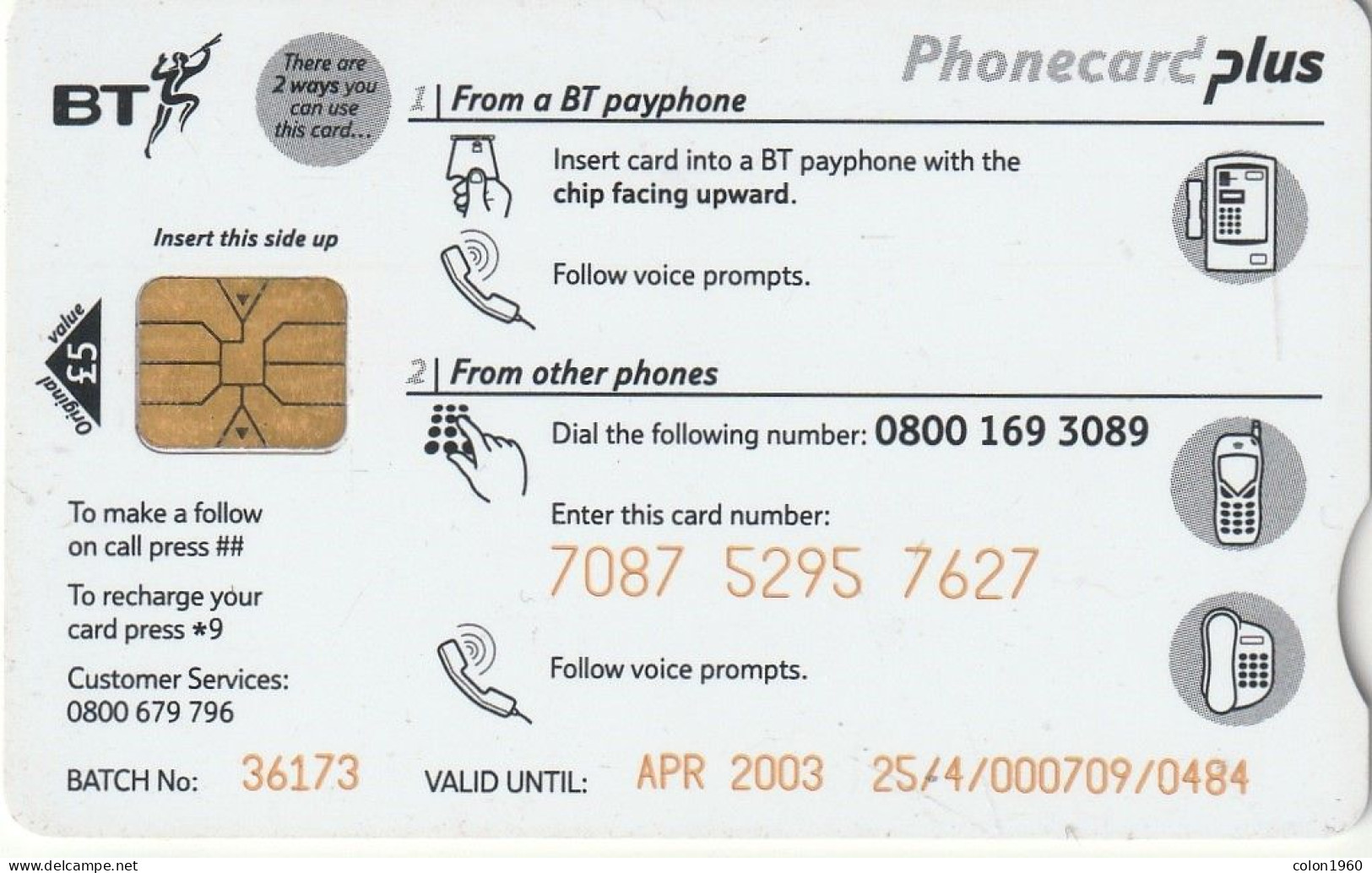 REINO UNIDO. PPL006B. Phonecard Plus – 1st.Issue:Platinum. 5 £. 2003-04. (853) - Andere & Zonder Classificatie