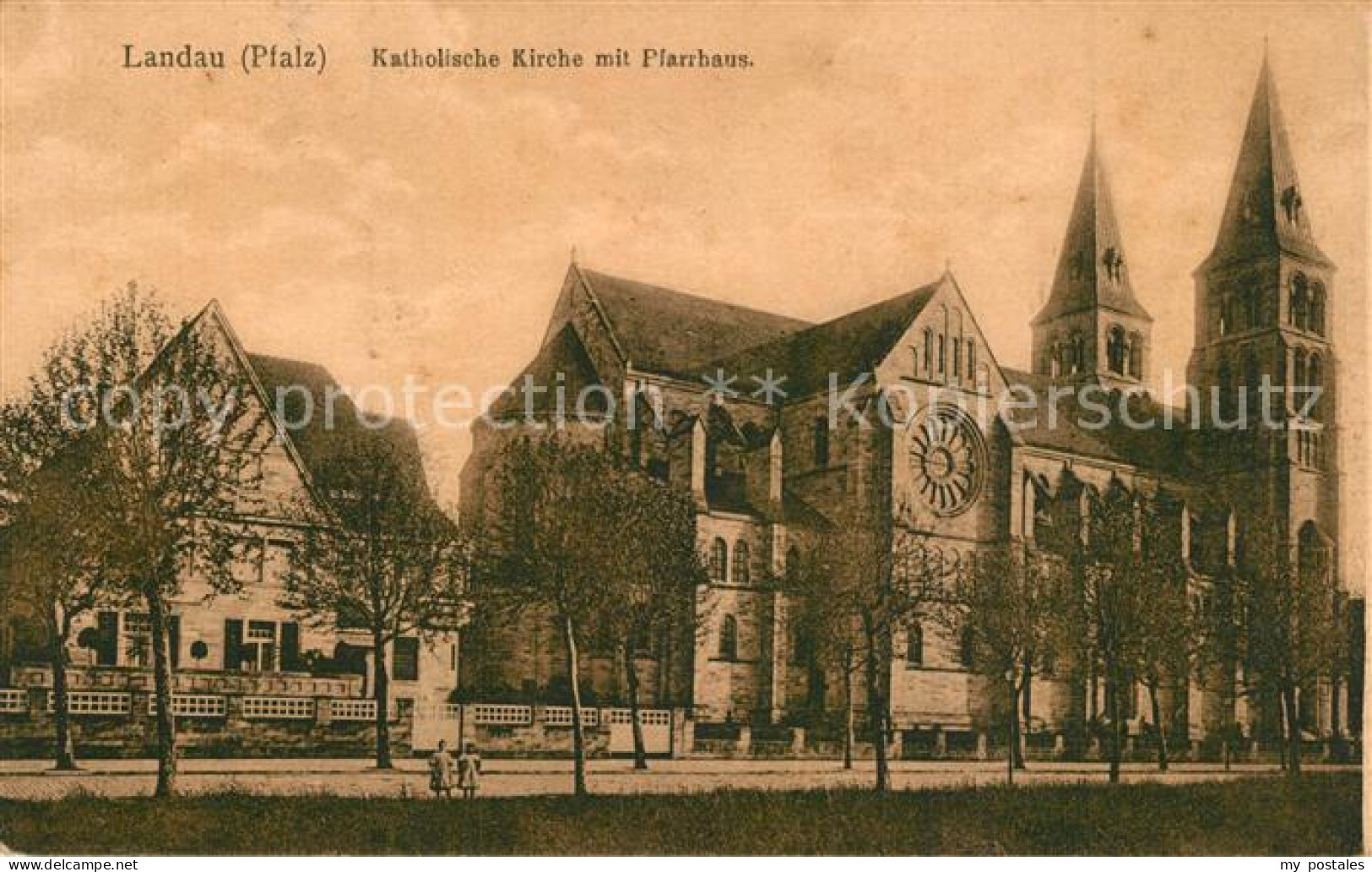 73559208 Landau Pfalz Kirche Mit Pfarrhaus Landau Pfalz - Landau