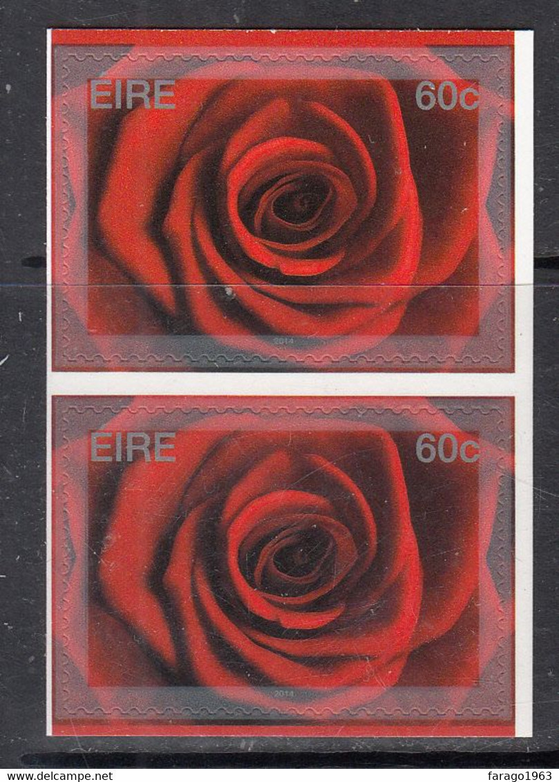 2014 Ireland Love Roses Flowers Self Adhesive  Complete Pair MNH @ BELOW FACE VALUE - Neufs